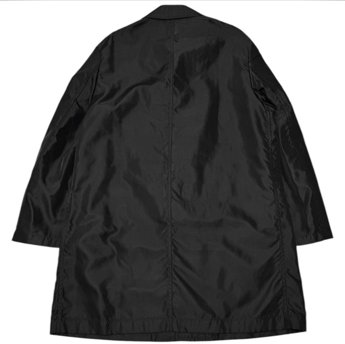 Junya Watanabe Spring Summer 2002 Nylon Poem Long Coat with Print inside the Jacket , Black White Tagged Size Large
