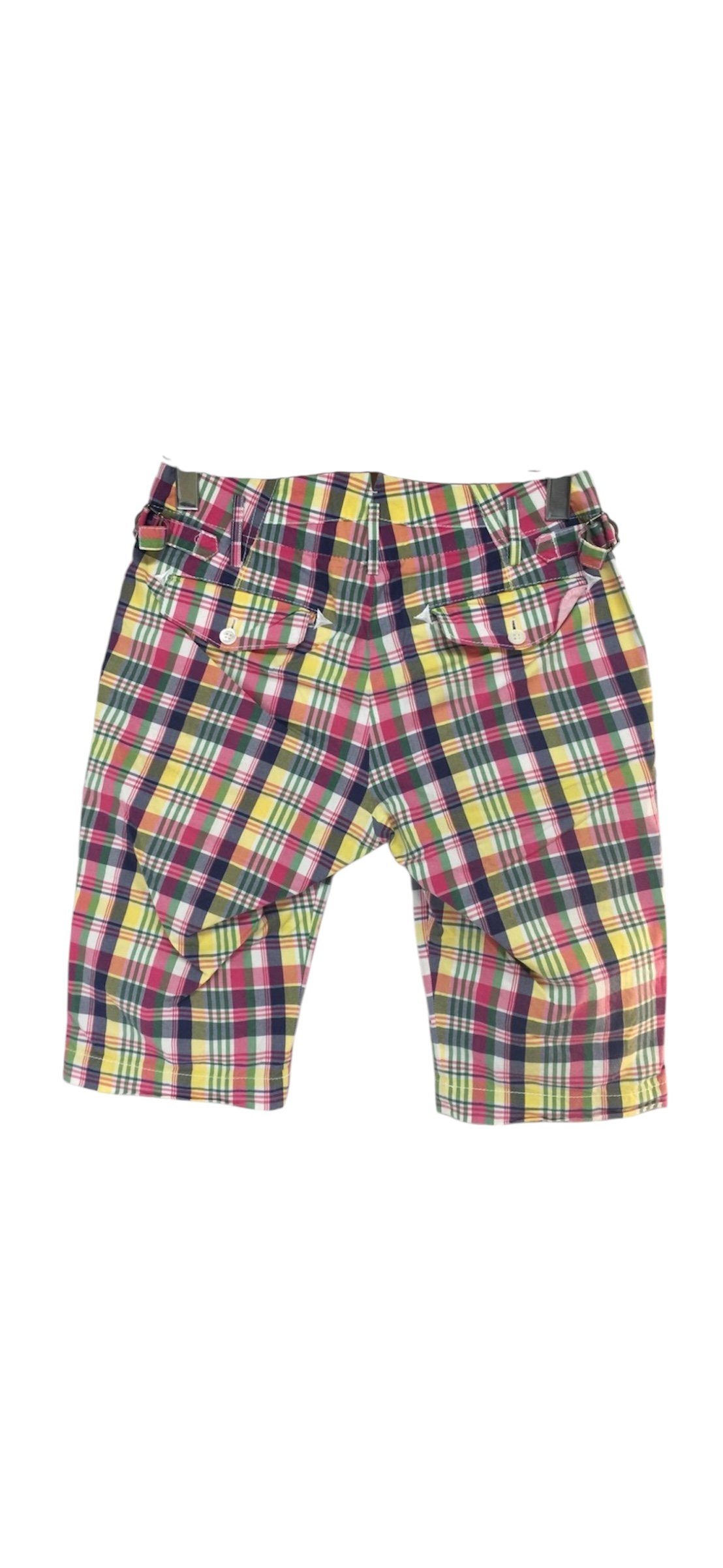 Junya Watanabe Spring Summer 2008 Cotton Plaid Shorts, Pink, Yellow, Multi-Color Size Tagged SS fits a US 31
