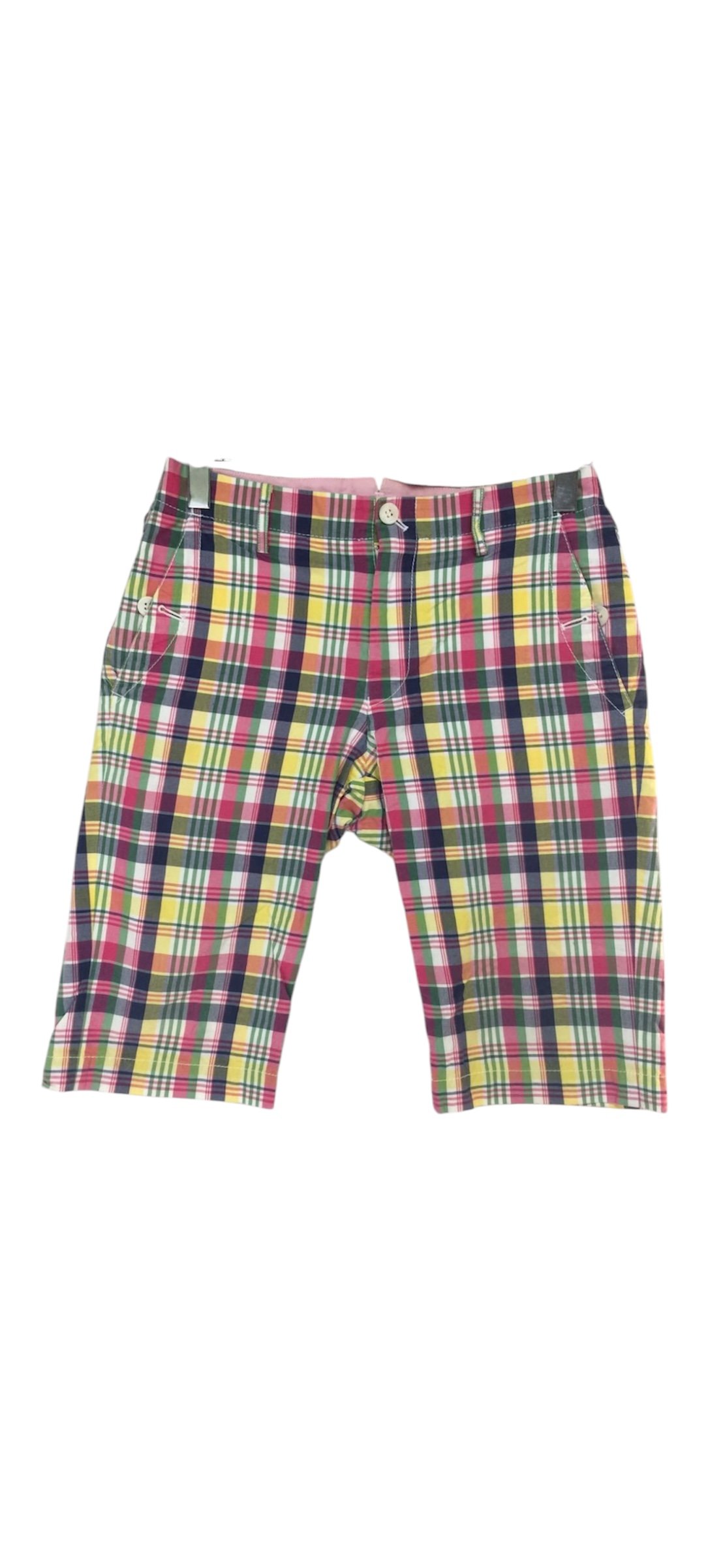 Junya Watanabe Spring Summer 2008 Cotton Plaid Shorts, Pink, Yellow, Multi-Color Size Tagged SS fits a US 31