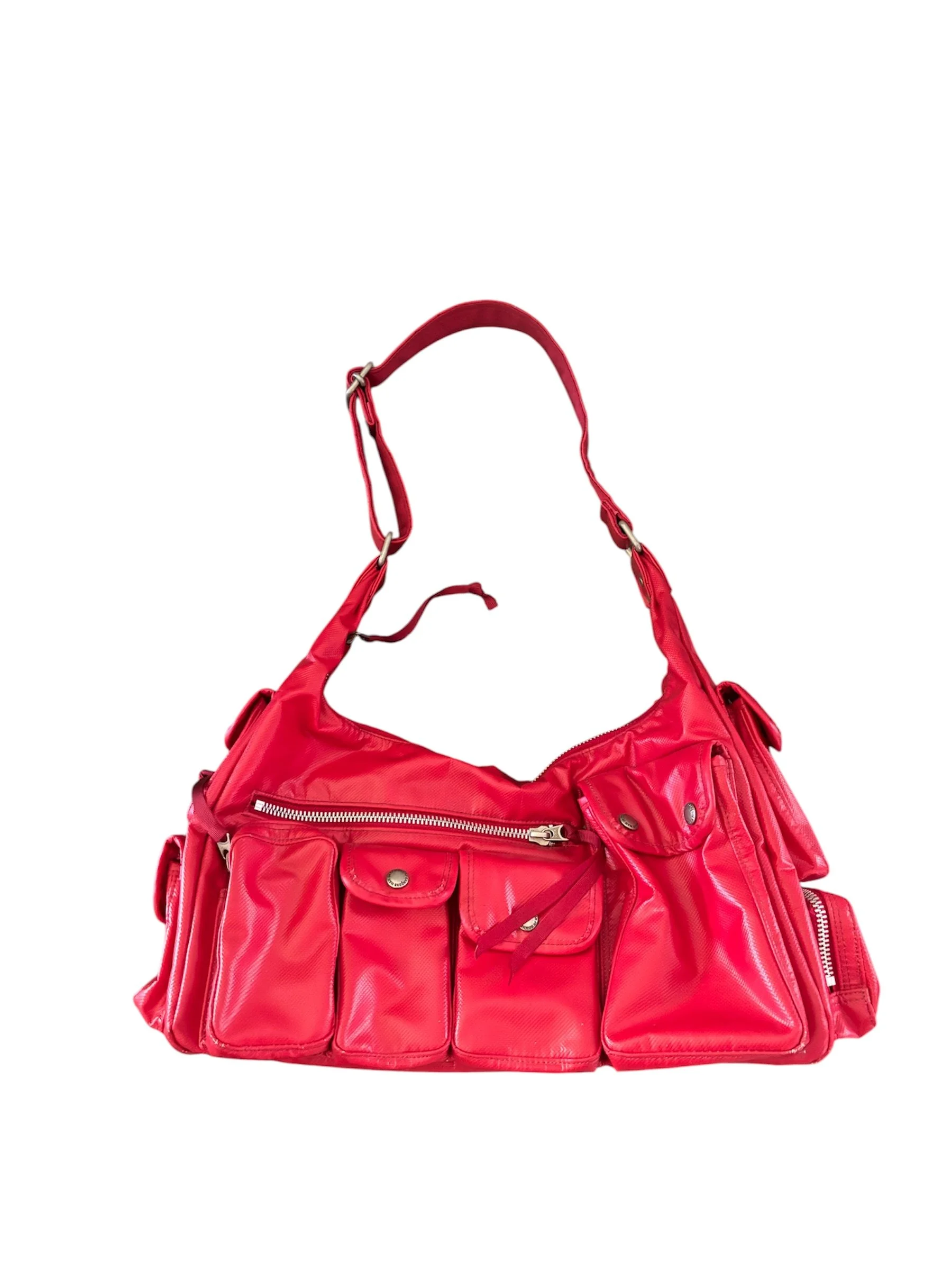 Junya Watanabe   Spring Summer 2005  Red Cargo Shoulder Bag, multi-pocket 