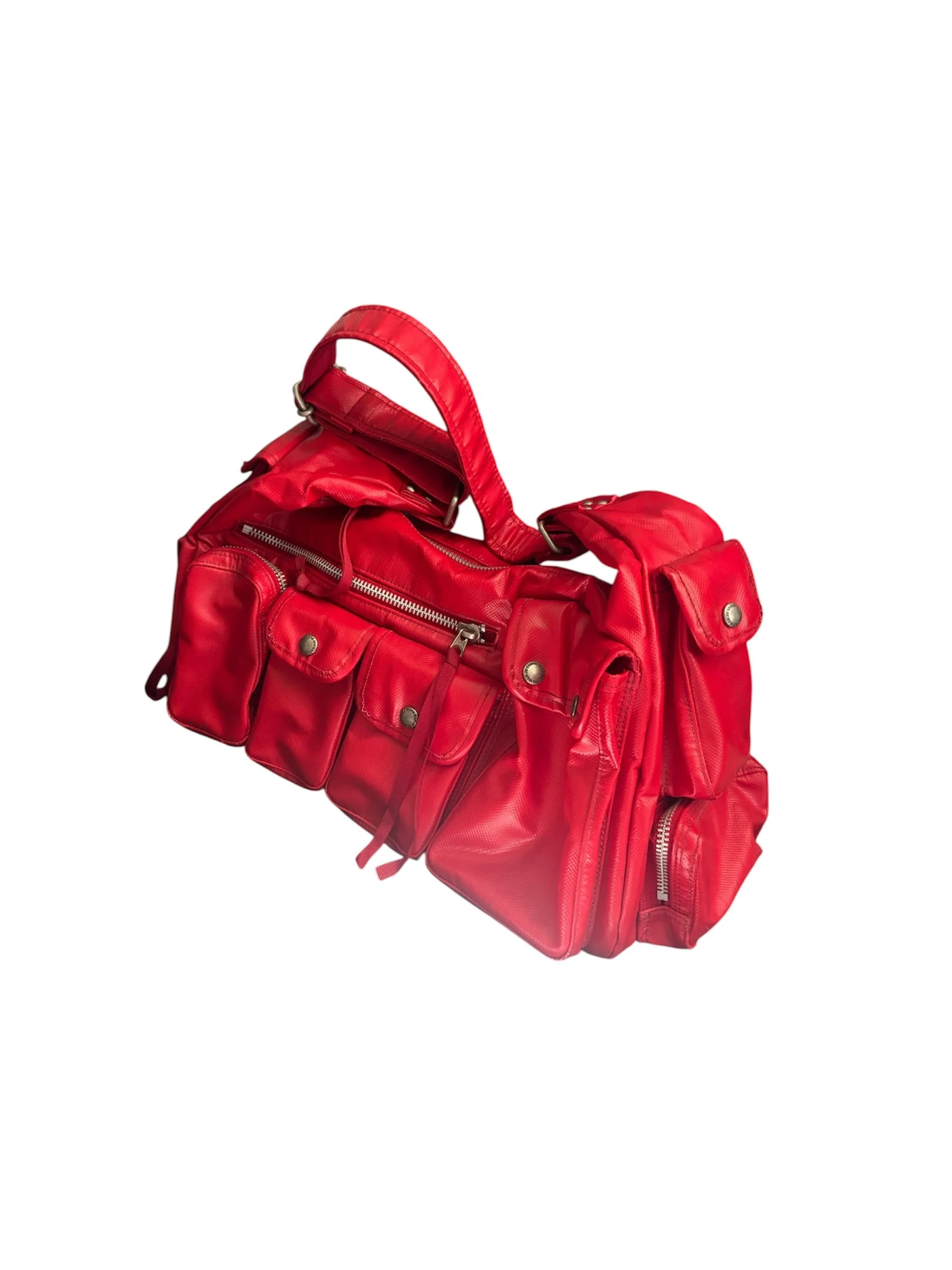Junya Watanabe   Spring Summer 2005  Red Cargo Shoulder Bag, multi-pocket 