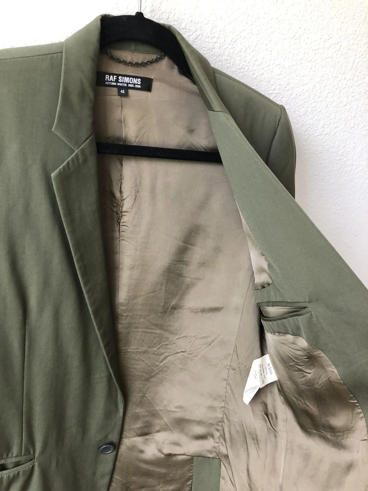 Raf Simmons   Fall Winter 2005   Olive Blazer   SIze 46 | Small