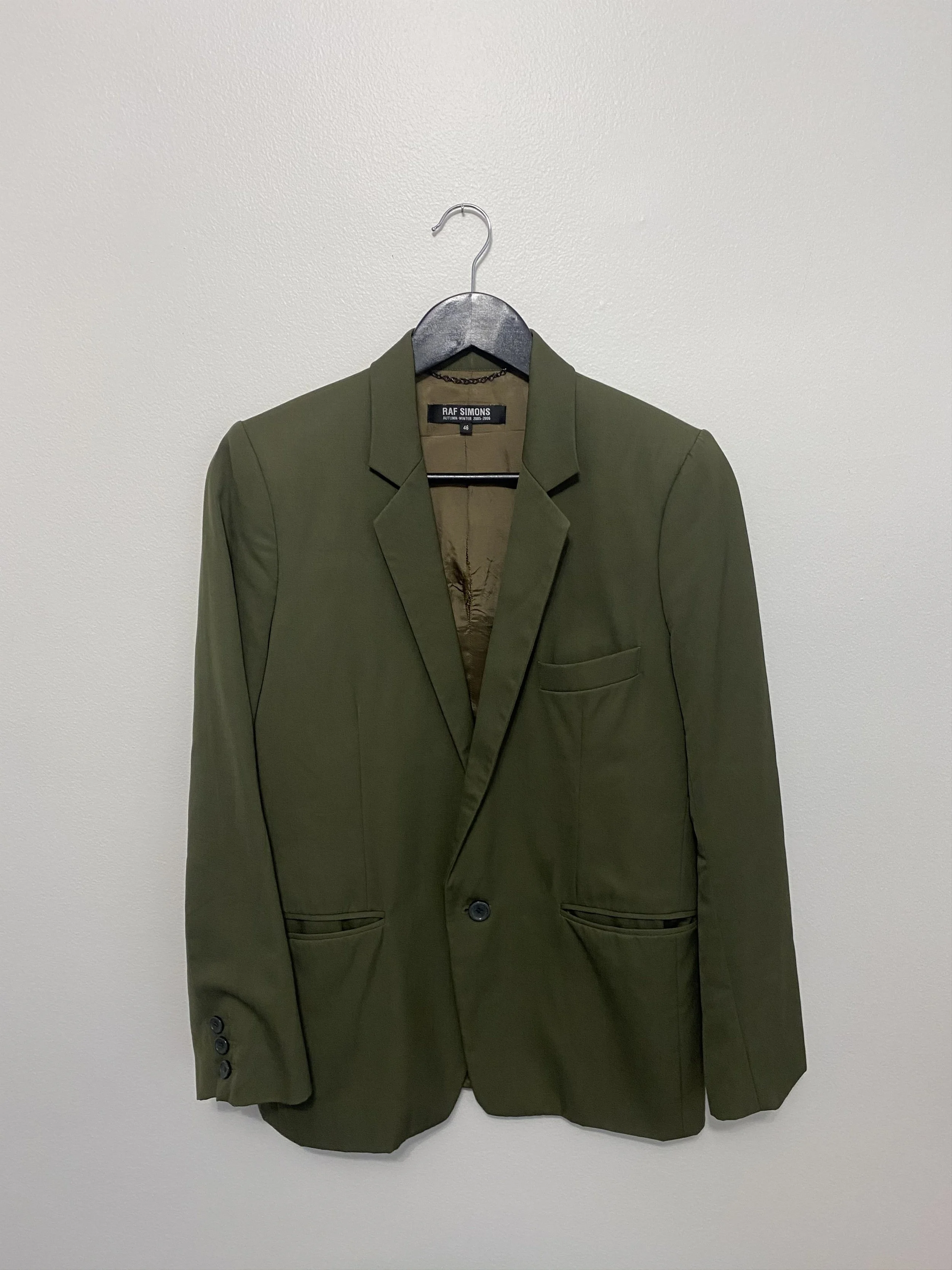 Raf Simmons   Fall Winter 2005   Olive Blazer   SIze 46 | Small