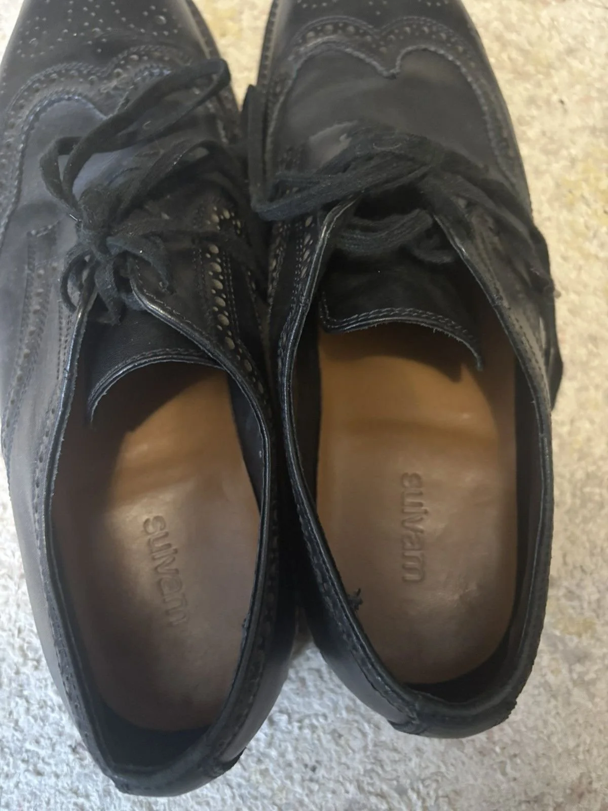 Sulvam   Black Leather Shoes   Tagged Size Medium | Fits my size 10 foot