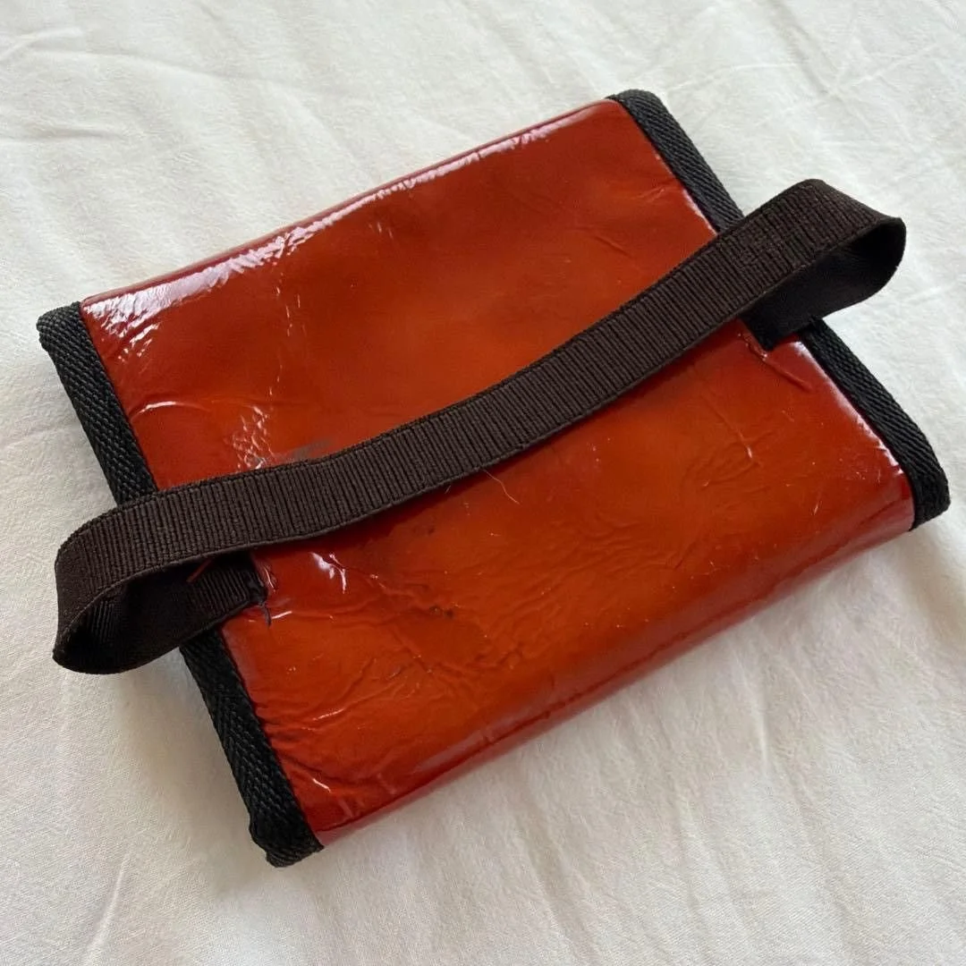 Miu Miu  1990s era   Red Orange Enamel Folding Wallet    Condition 6/10