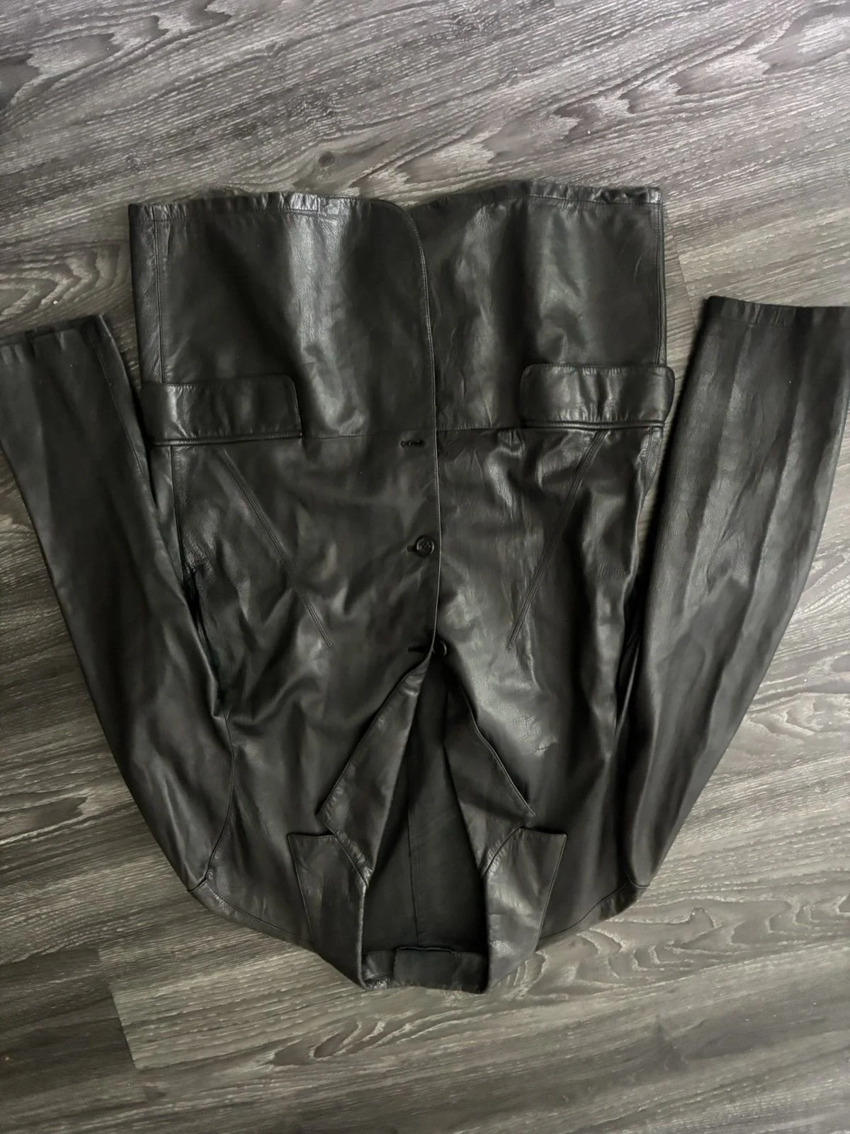Prada   Vintage Black Leather Blazer Jacket  Pre-2010, possibly late 90s/early 2000s   Condition 8/10   Size 52