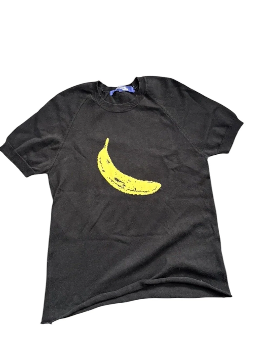 Junya Watanabe Spring Summer 2003 Banana Short Sleeve Knit, Black Yellow
