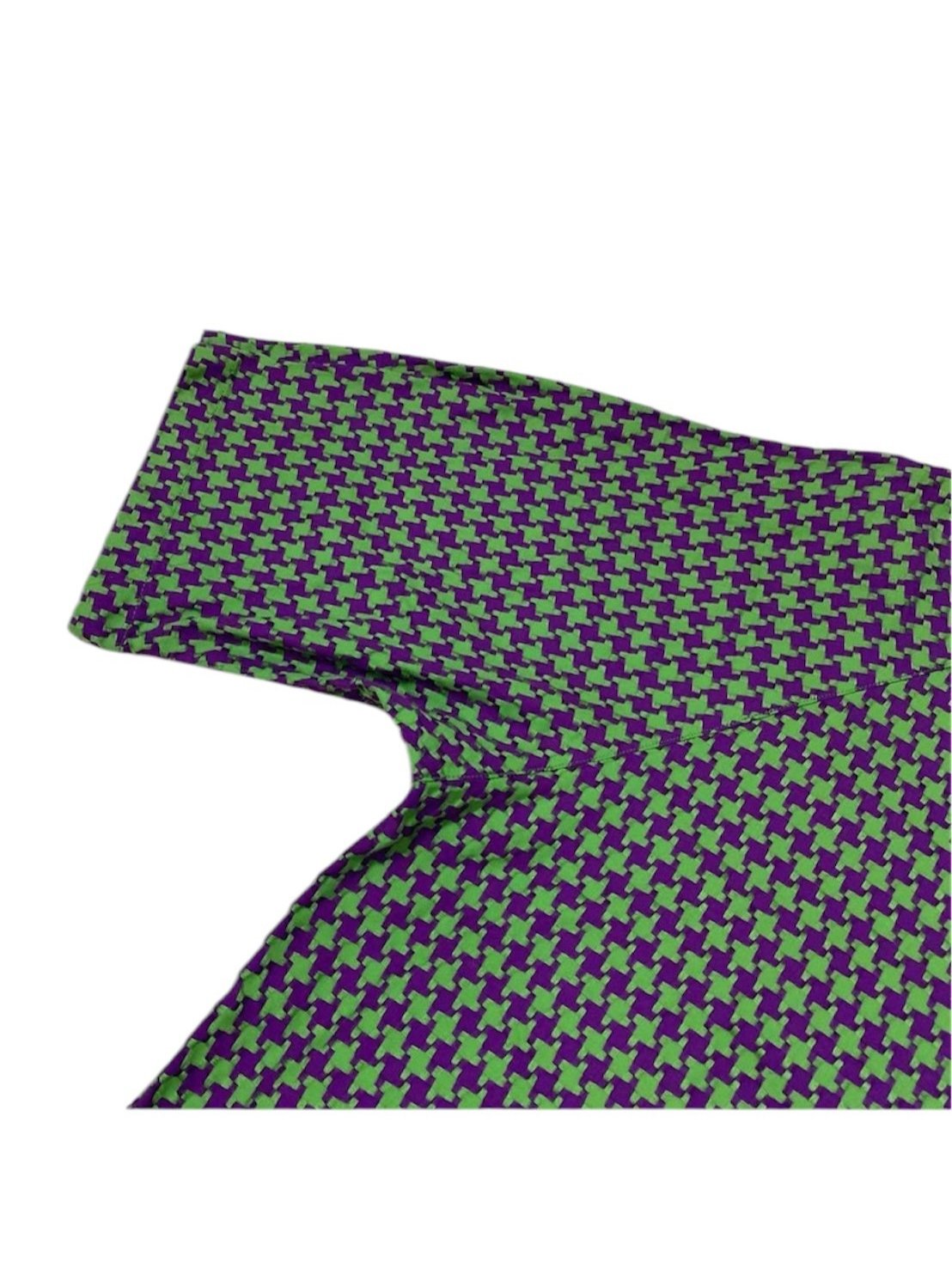 Junya Watanabe AD 2001 Houndstooth Zip-Up Polo, Green Orange Multi-Color Tagged Size Medium