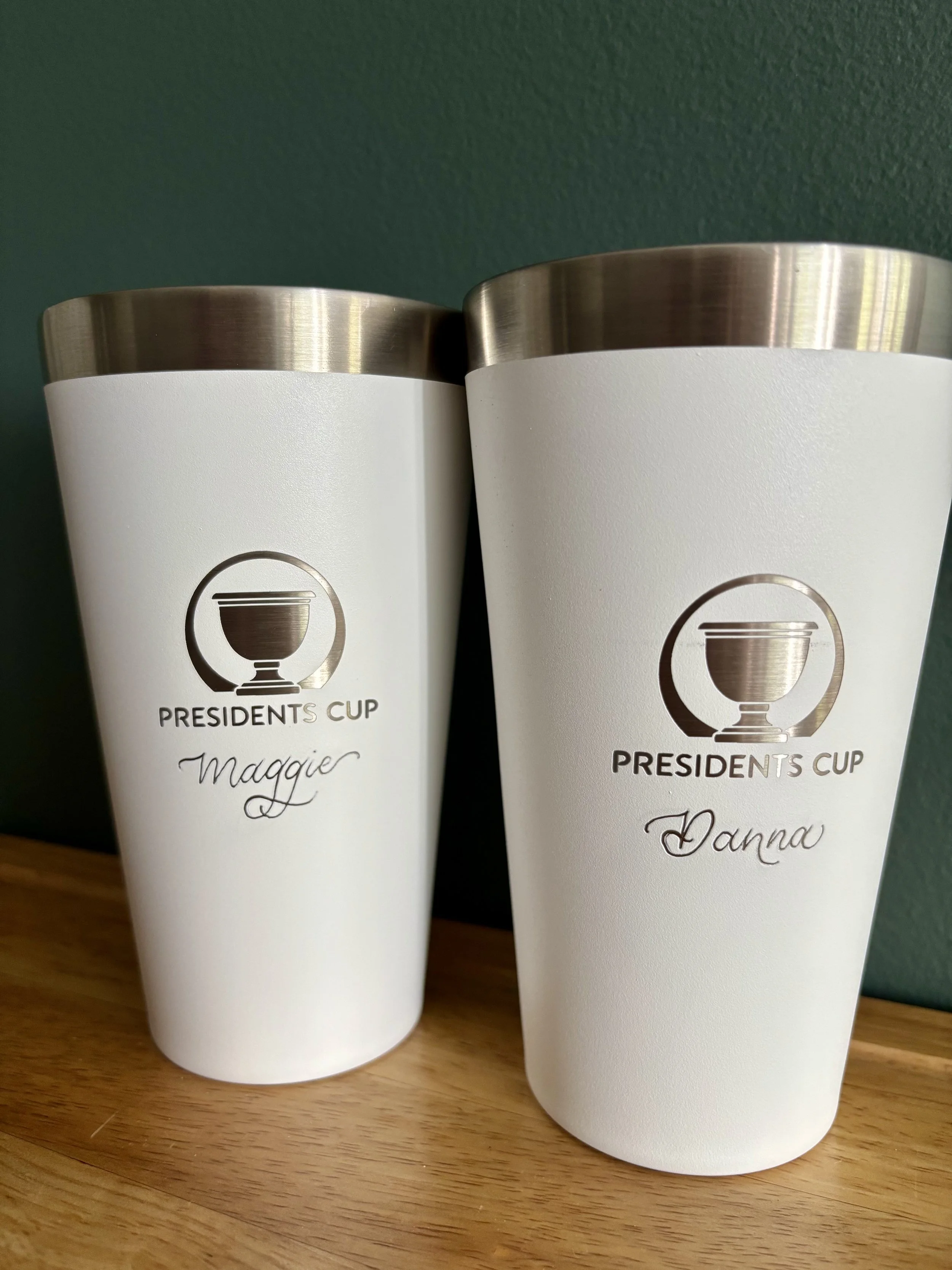 personalized calligraphy names engraved on tumblers