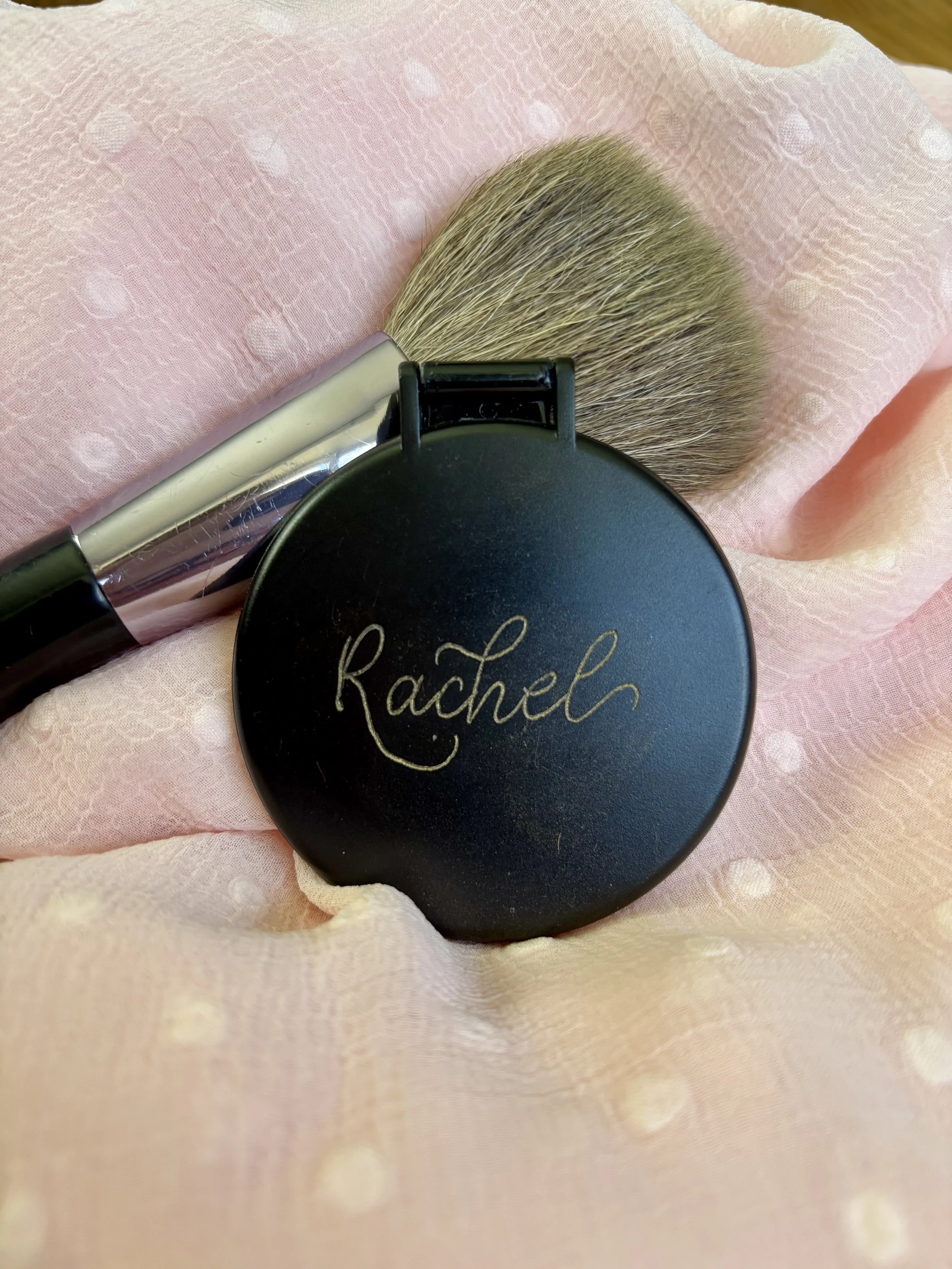 hand engraved compact mirror for bridesmaid gift