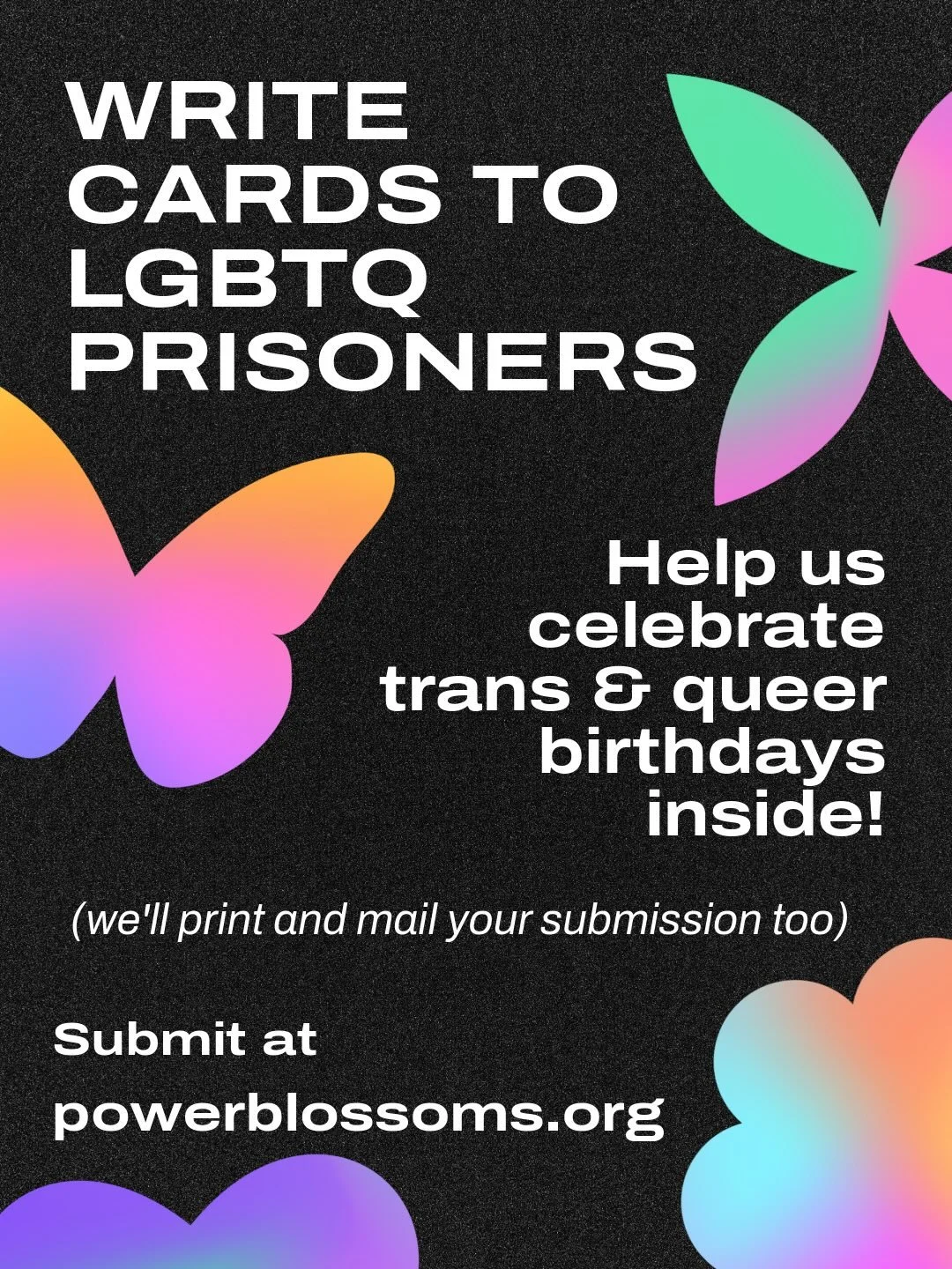 We are celebrating another month of trans and queer birthdays! You&rsquo;ll find people you can write to on our site 💗