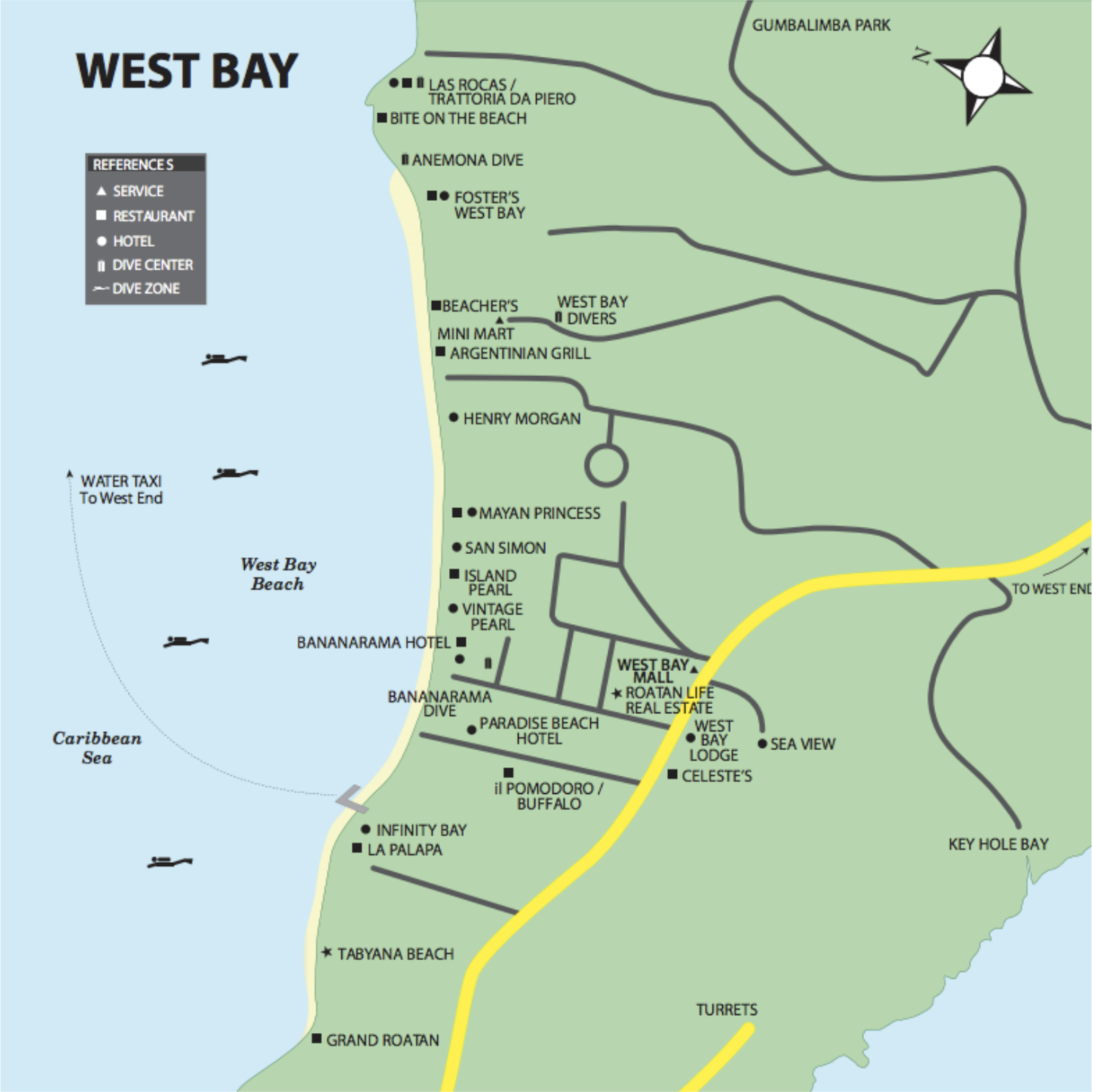 Port Roatan Map Key Roatan Maps β ROATAN