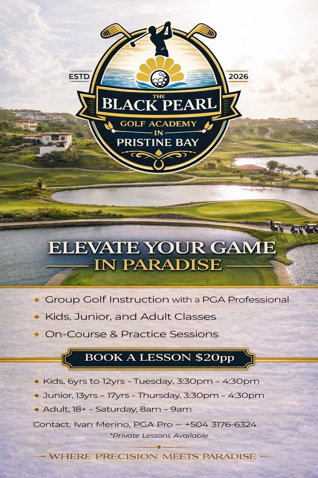 Black Pearl Golf Academy Opens in Roatan | Professional Golf at Pristine Bay