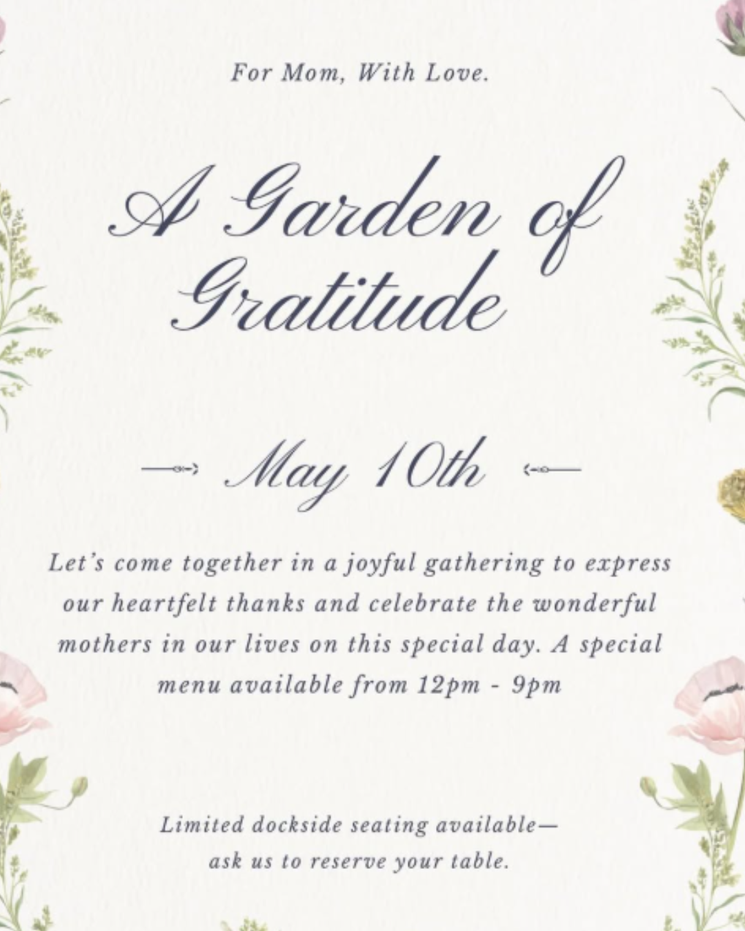 Mother’s Day Dinner in Roatán | The Beach House “For Mom, With Love”