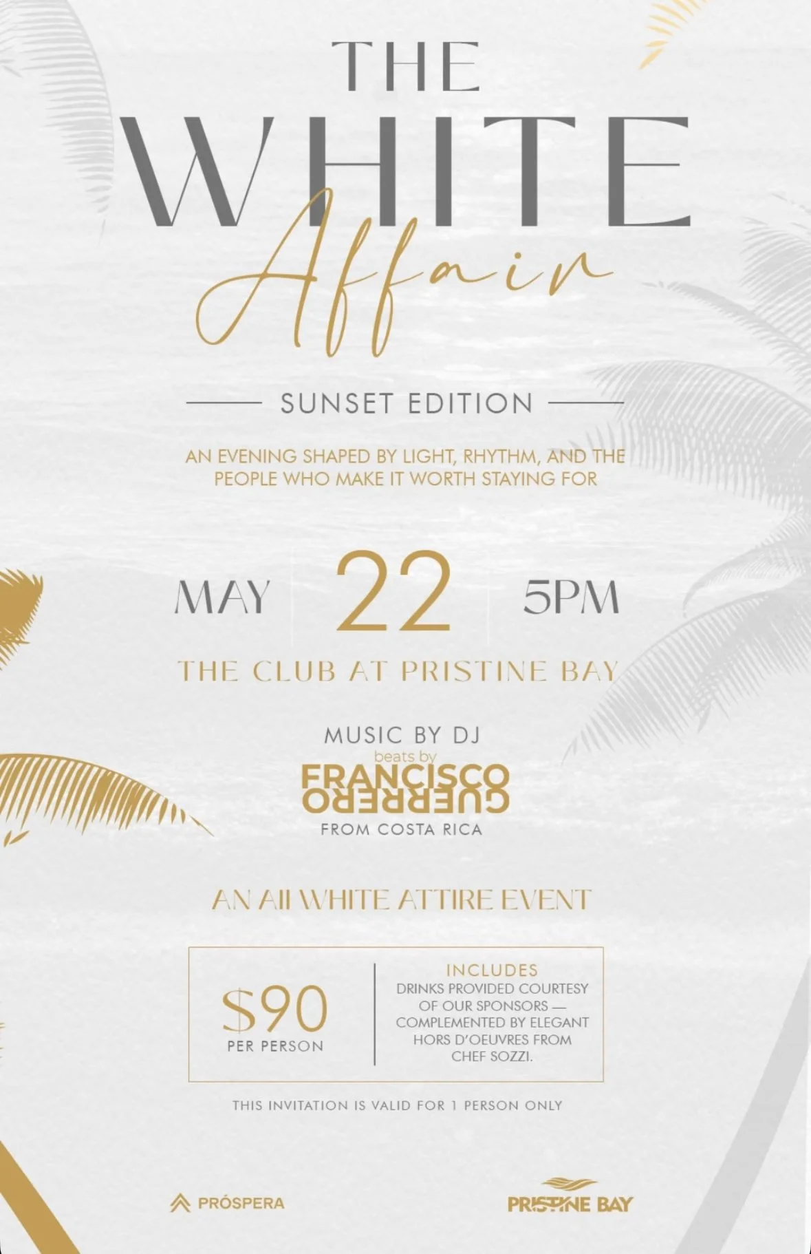 The White Affair Sunset Edition at Pristine Bay, Roatán | May 22 Event