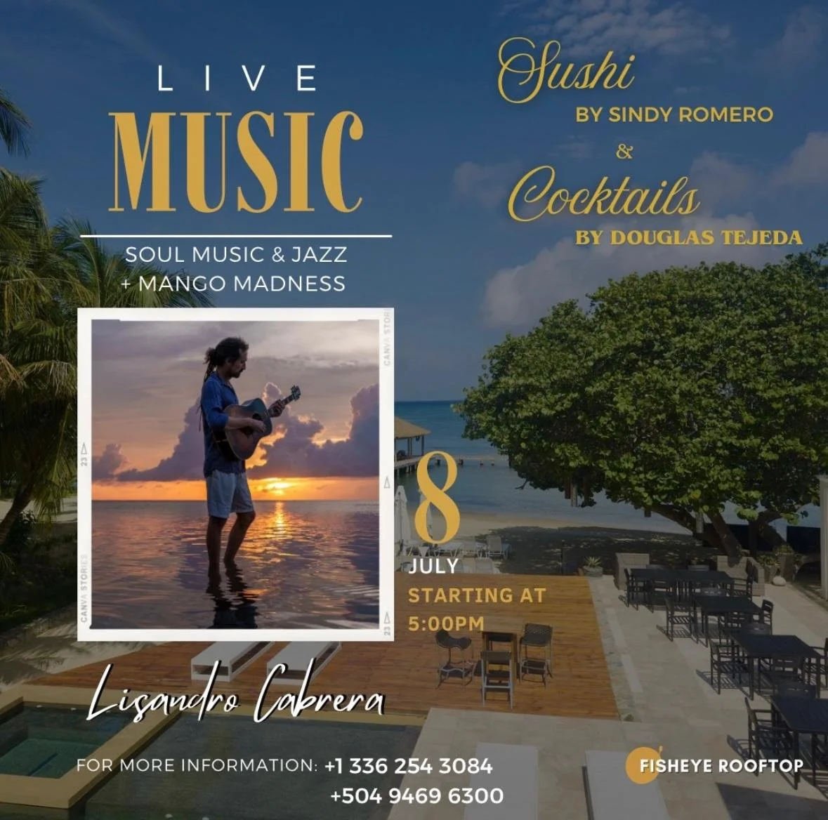 Live Music at Fisheye Rooftop | Sunset Event at Xbalanque Resort Roatán