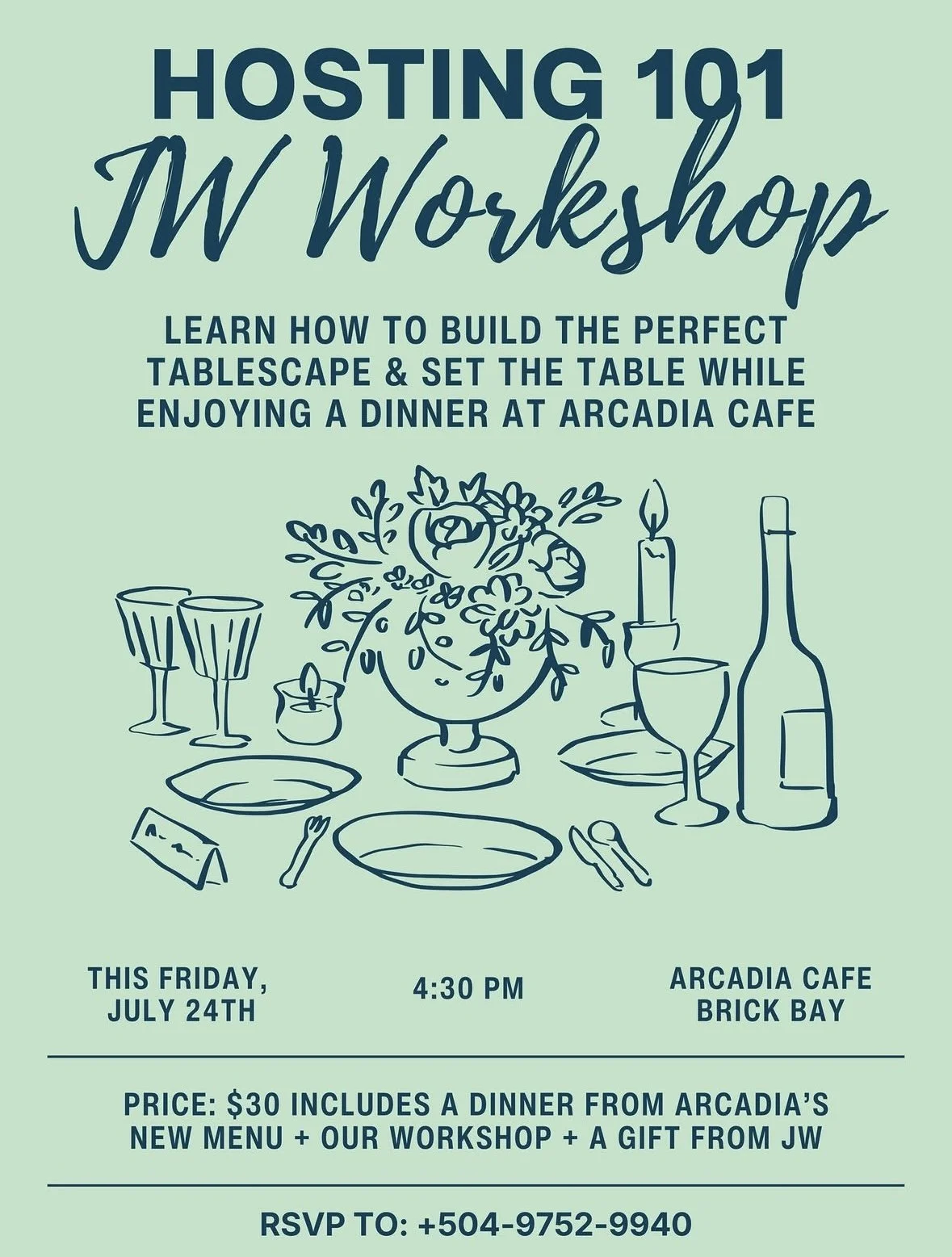 Hosting 101 Workshop at Arcadia Café Roatán | Learn Tablescaping & Dinner Hosting
