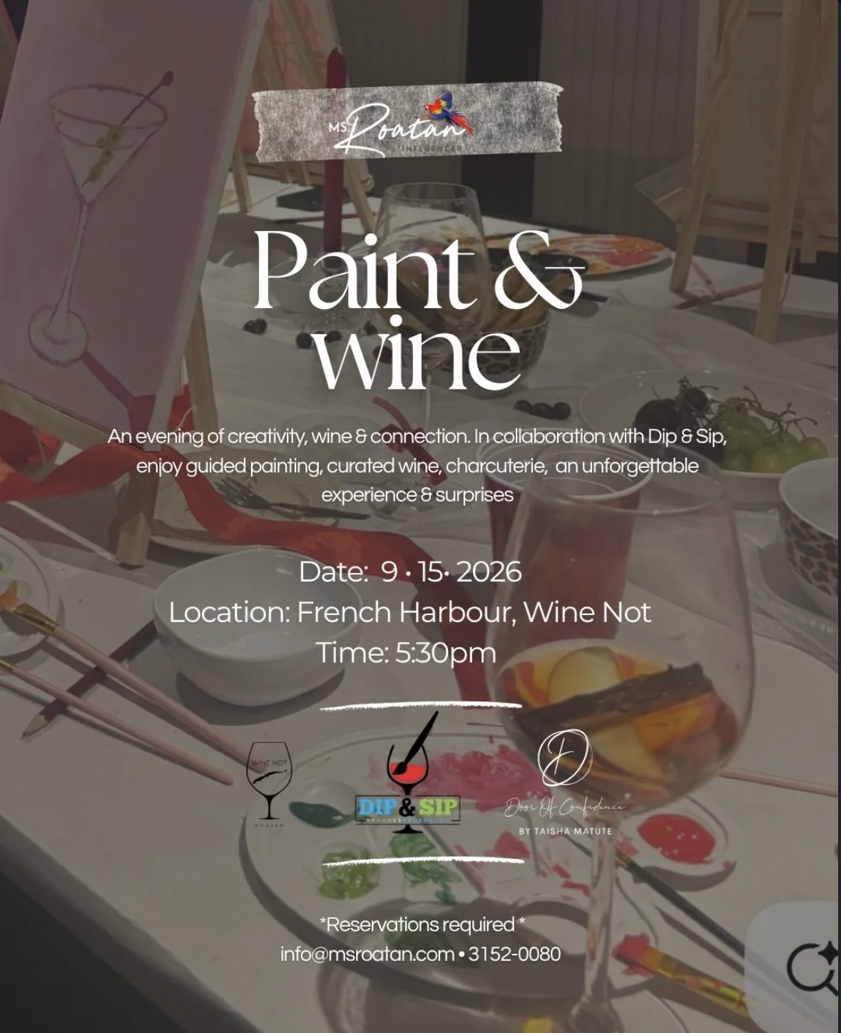 Paint & Wine in Roatán: A Caribbean Evening of Art, Wine & Connection