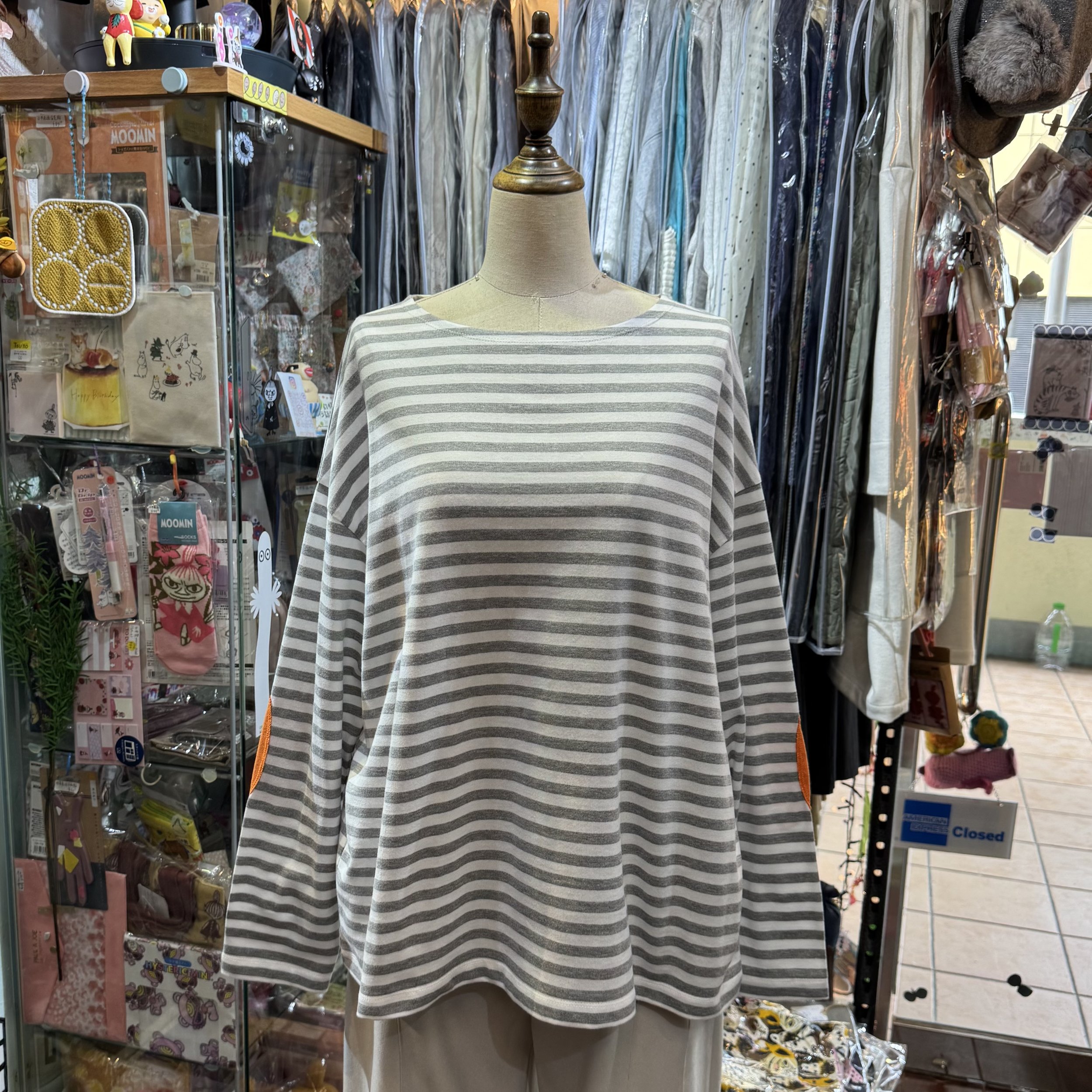 Sale- Diaries Grey Striped T-Shirt, made in Japan