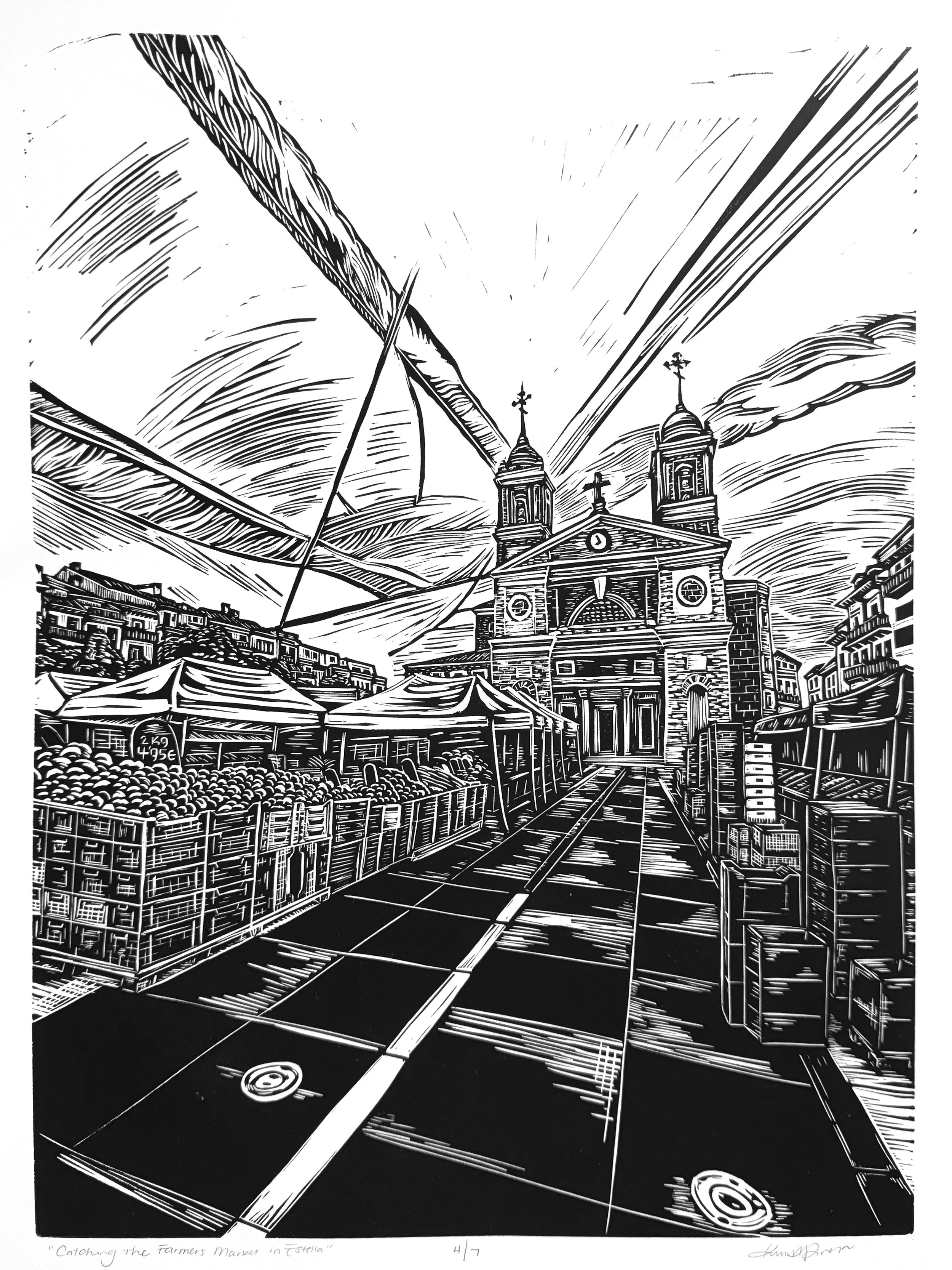 “Catching the Farmers Market in Estella”
Day 7, 21 km

Yesterday was yet another hot day in the books for walking 22 km from Puente La Reina to Estella. Today is supposed to be in the 100s as I head to Los Arcos. Last night, I stayed at my first Dona