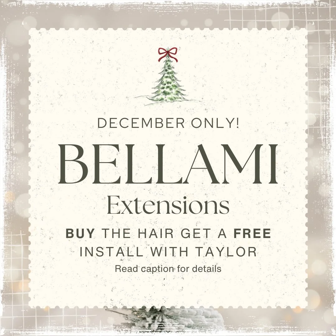 🤍 December Extension Promotion 🤍

- BUY the hair and get a FREE install 
- Wefts, Tapes, K-Tips, and I-Tips 
- Only new extension clients eligible
- Must book a consultation with Taylor first

A holiday deal you don&rsquo;t want to miss out on, boo