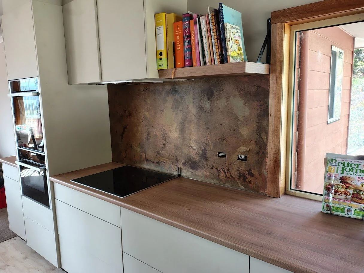 Custom Patina Copper Splashback
