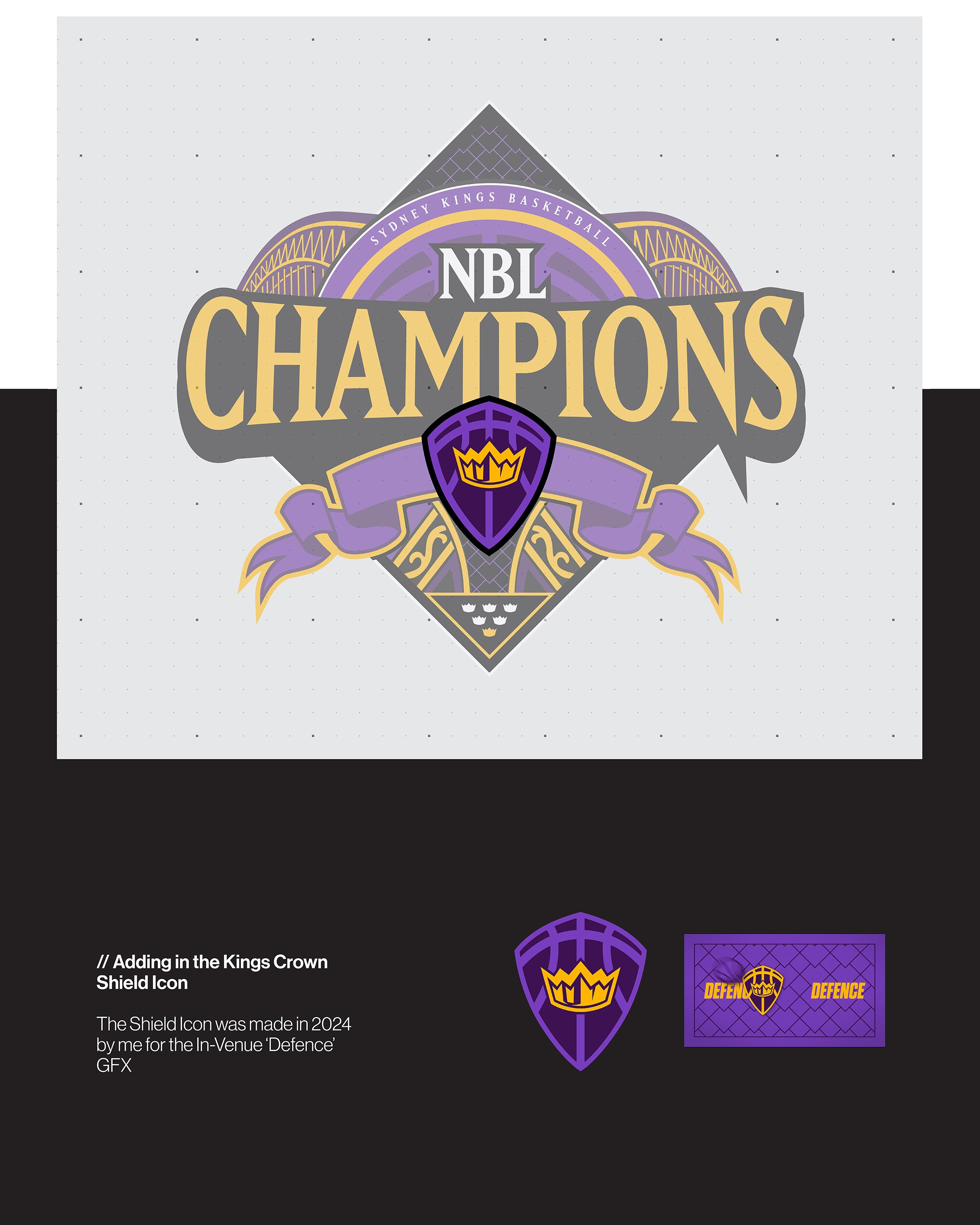 08 // Defend the Kingdom.

The Crown Shield takes its place at the centre of the logo, a fitting symbol as the team defended home court in Game 5 to win the series.

I originally created this icon in 2024 for the Kings’ in-venue ‘Defence’ graphics