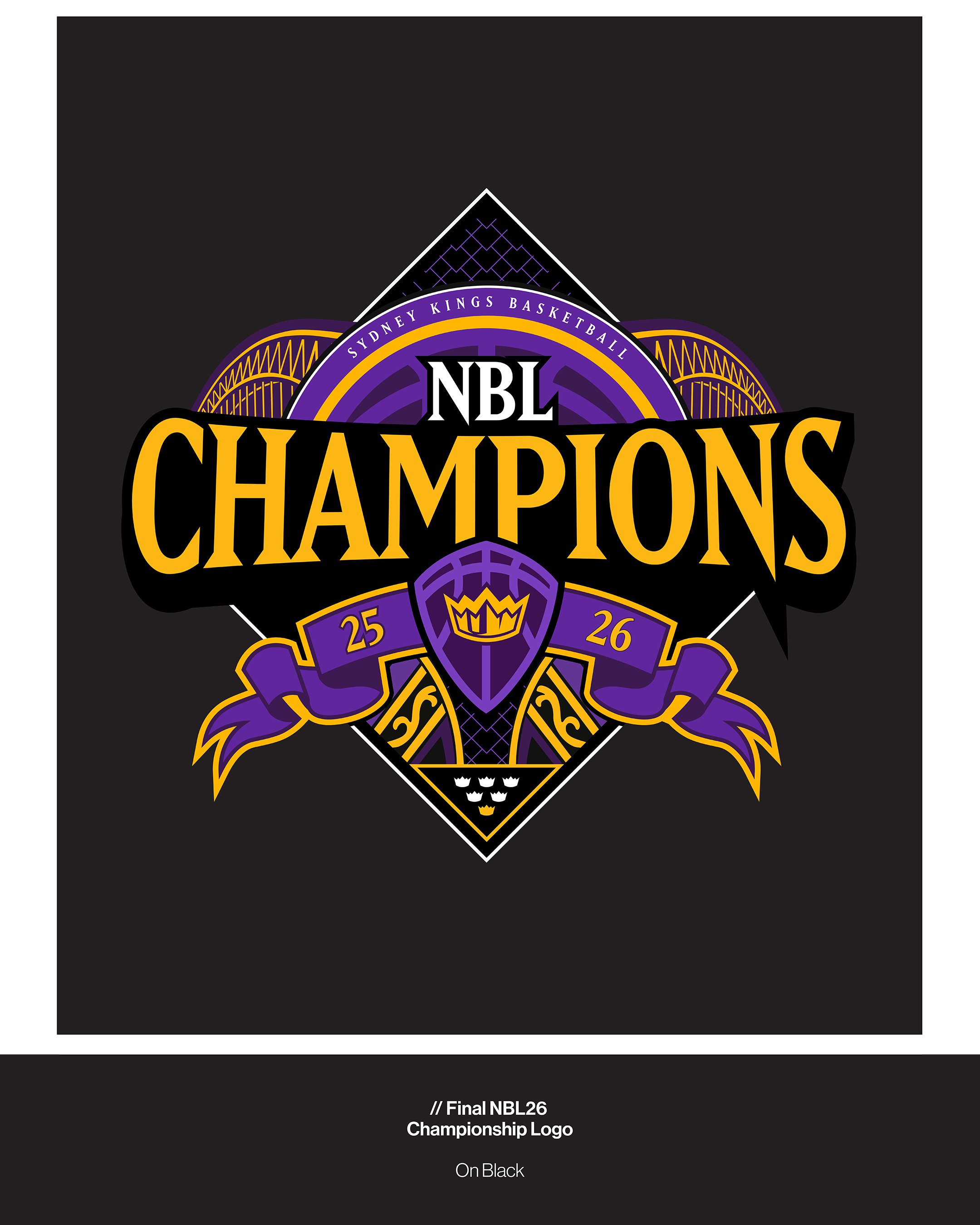 10 // The final NBL26 championship logo, presented on black.