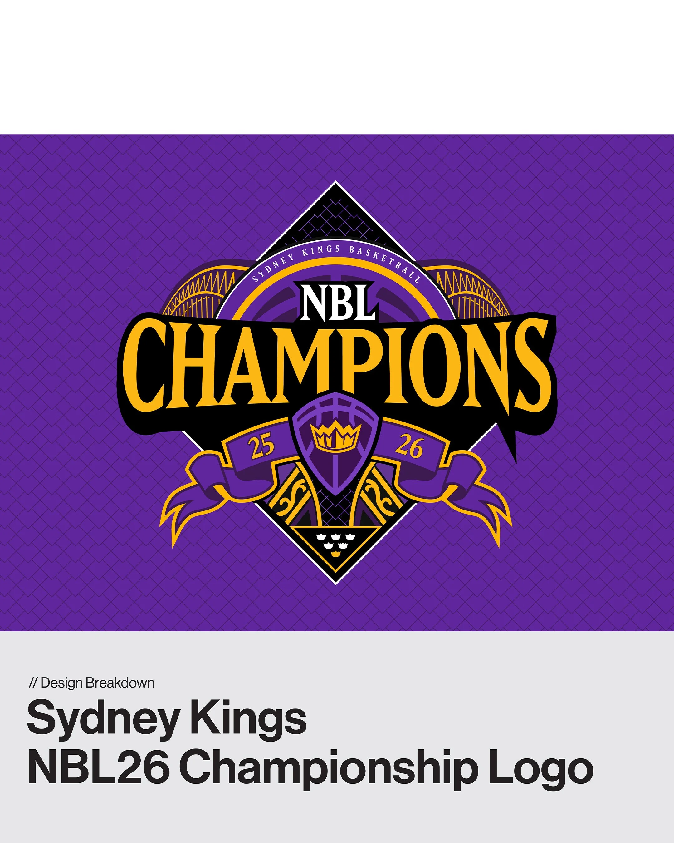 Design breakdown of the Sydney Kings NBL26 Championship Logo
