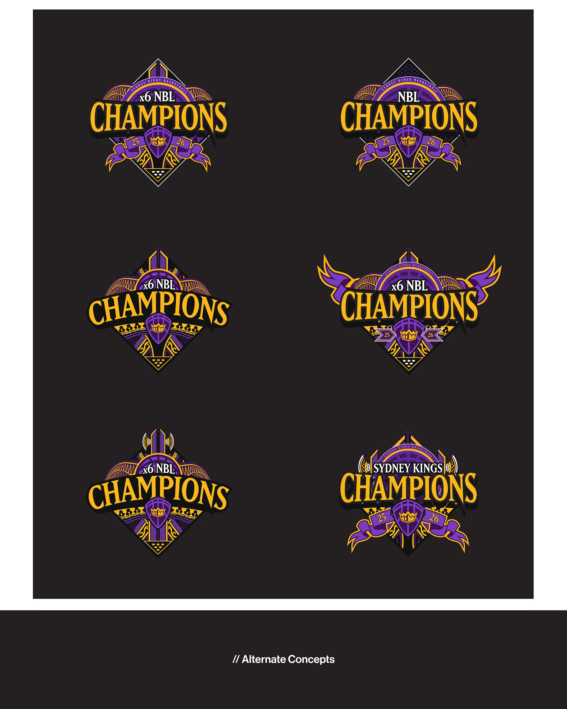 Some alternate concepts, exploring different compositions and combinations of the same Kings design elements.