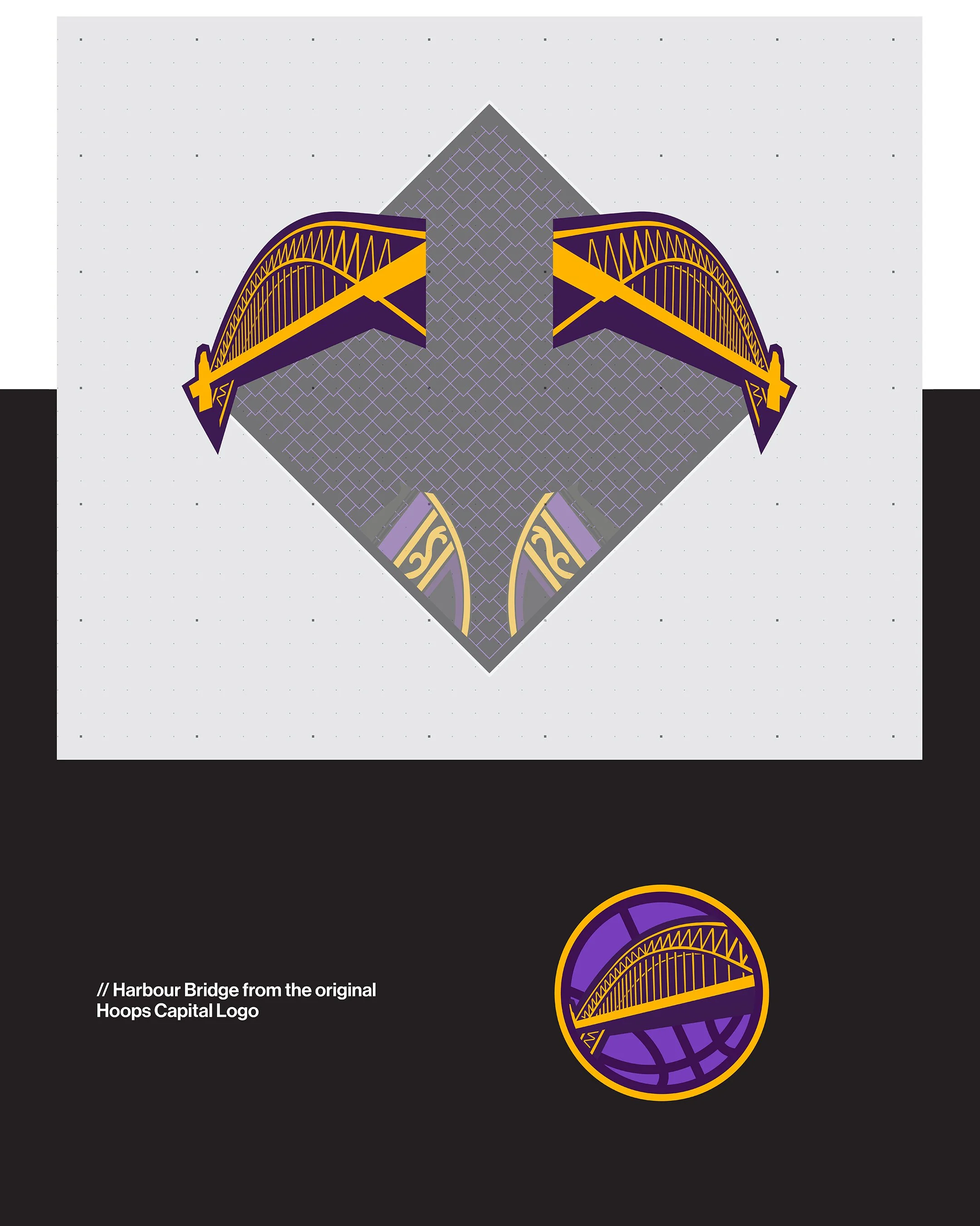 03 // Built for Sydney.

Drawing on the regular season ‘Built for Sydney’ campaign - the Harbour Bridge from the original Hoops Capital logo frames the design to reinforce the connection to Sydney.
