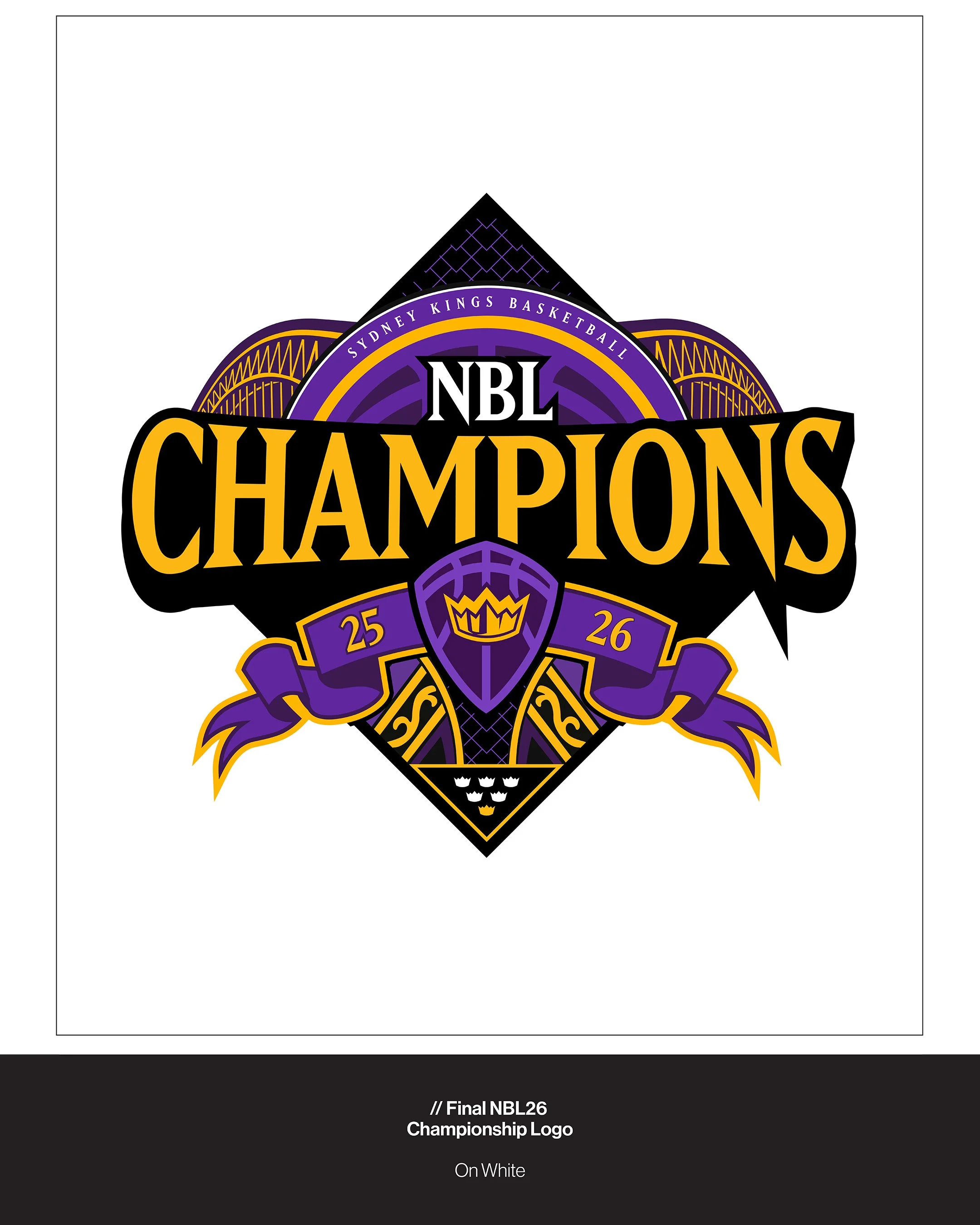 10 // The final NBL26 championship logo, presented on white.