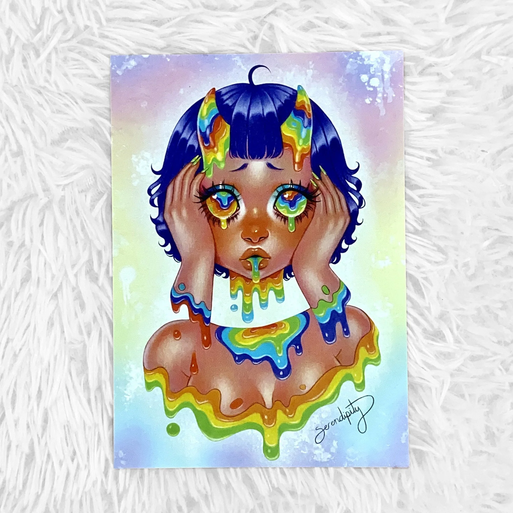 Drippy Rainbow Demon 5x7 print — Serendipity Artworks