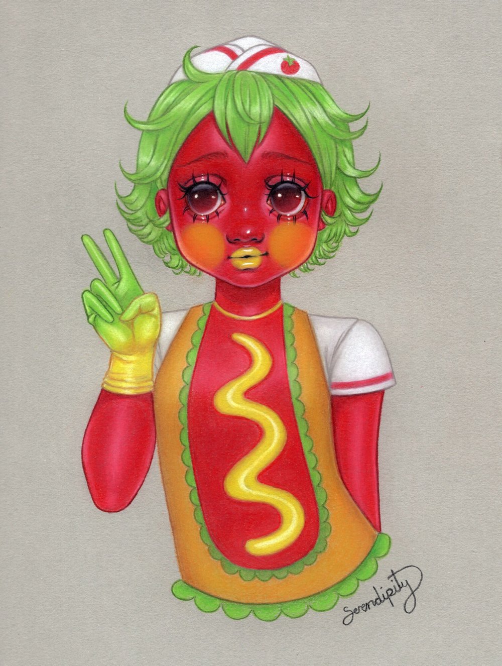 Ketchup Animal Crossing Original colored pencil illustration — Serendipity  Artworks