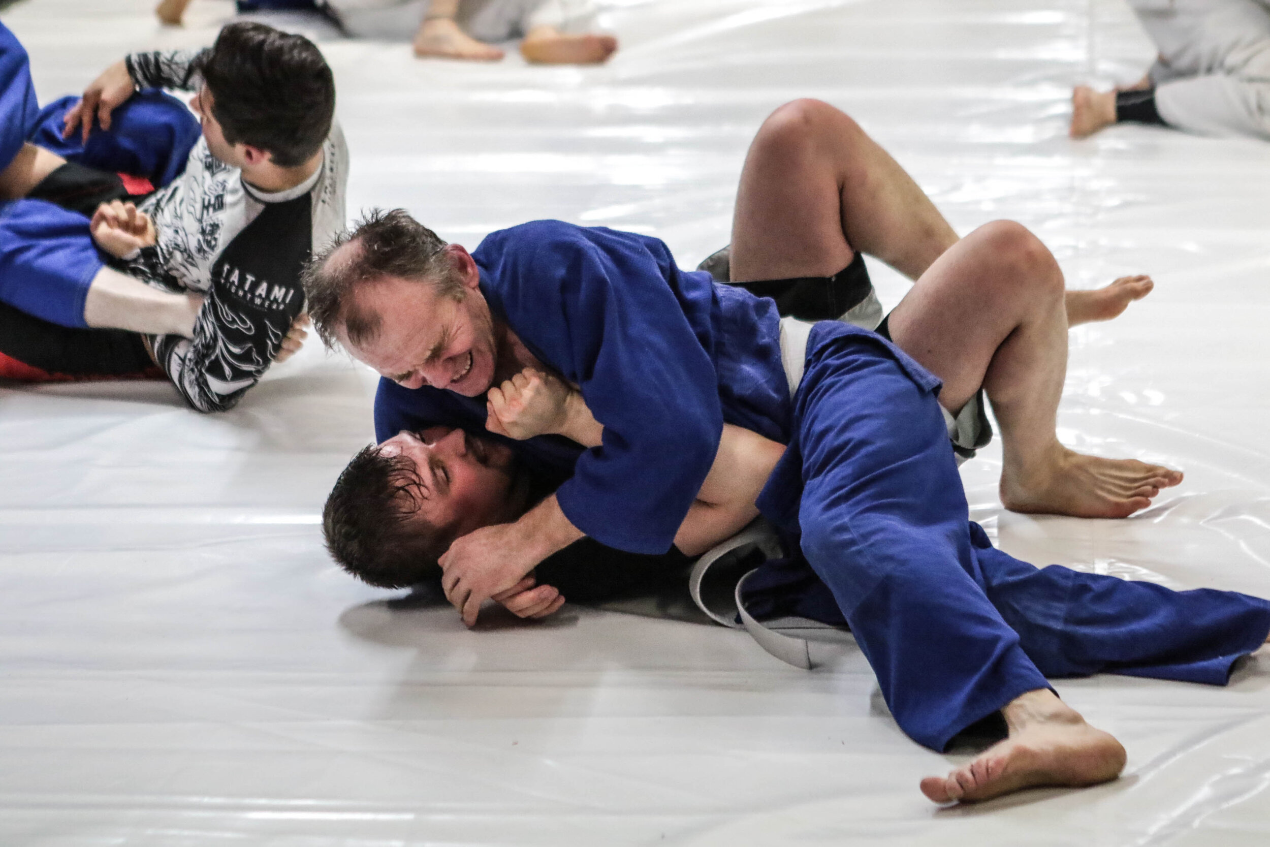 Brazilian Jiu Jitsu students sparring 