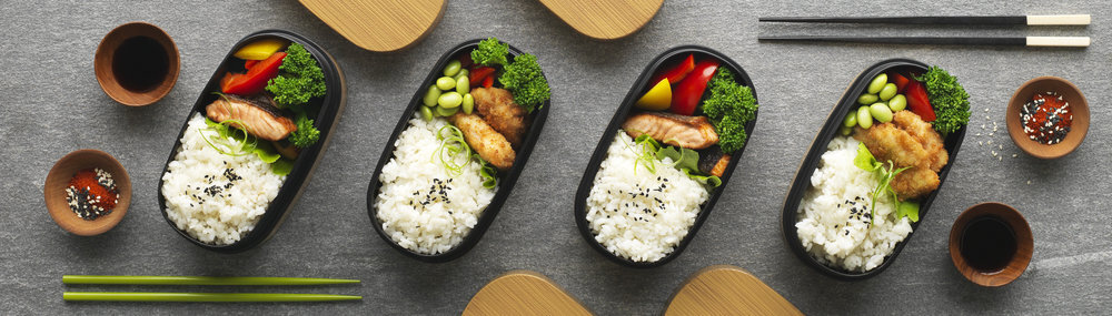 Bento box flat lay photography