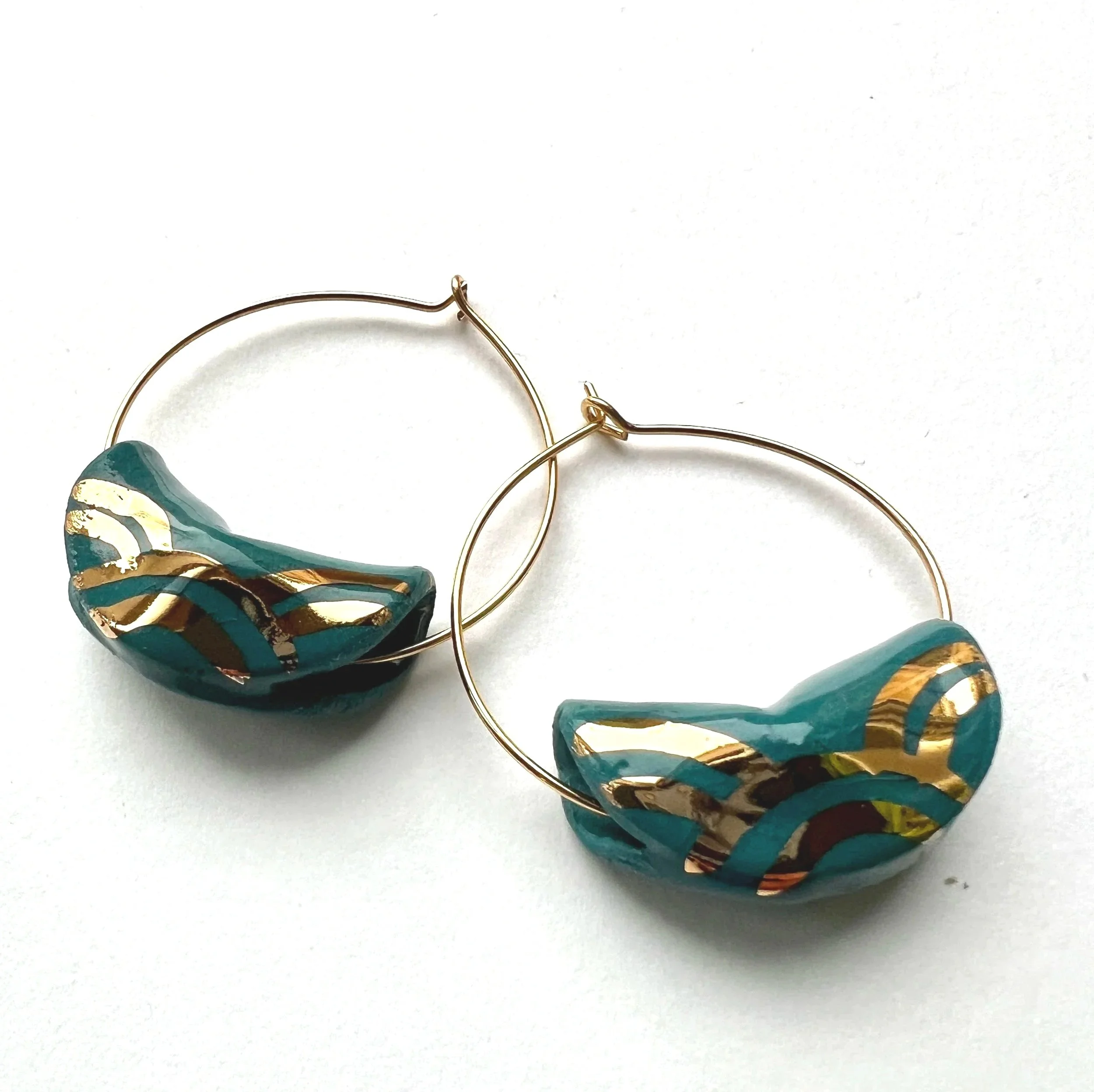Fortune form porcelain earrings