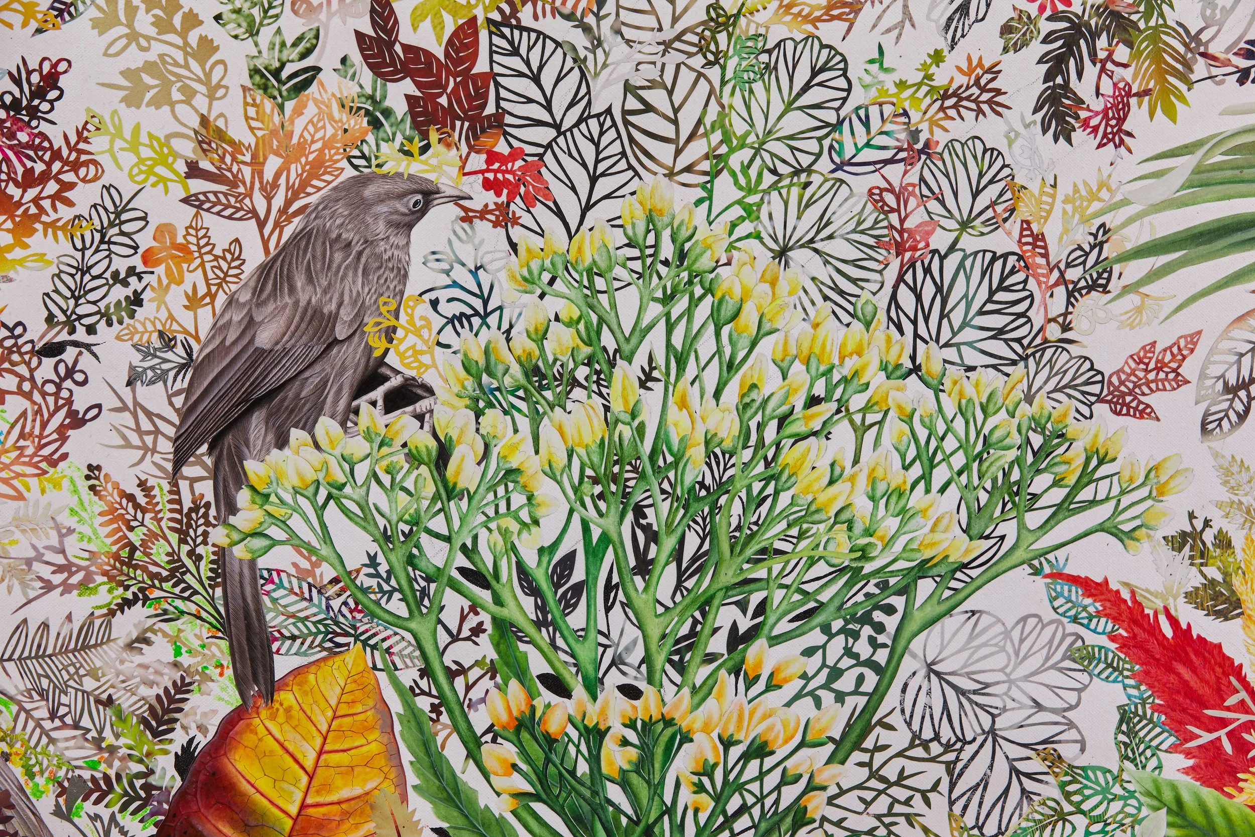 2022 Mind Terrarium I_Acrylic & paper on canvas_48 in x 72 in_Detail_3 © Suhasini Kejriwal.jpg