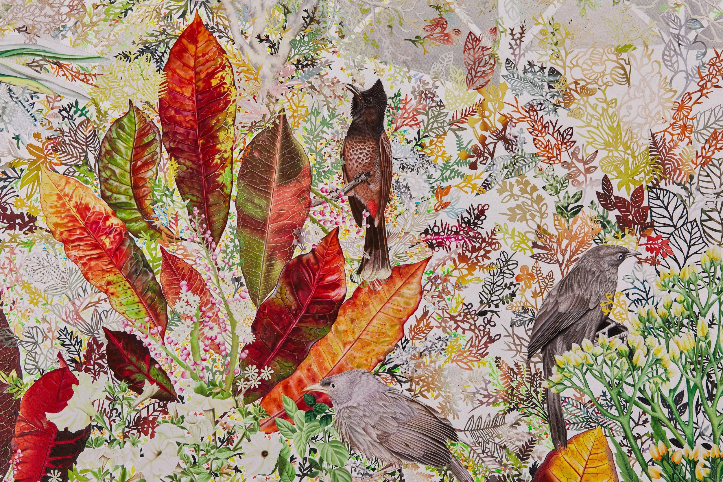 2022 Mind Terrarium I_Acrylic & paper on canvas_48 in x 72 in_Detail_1 © Suhasini Kejriwal.jpg