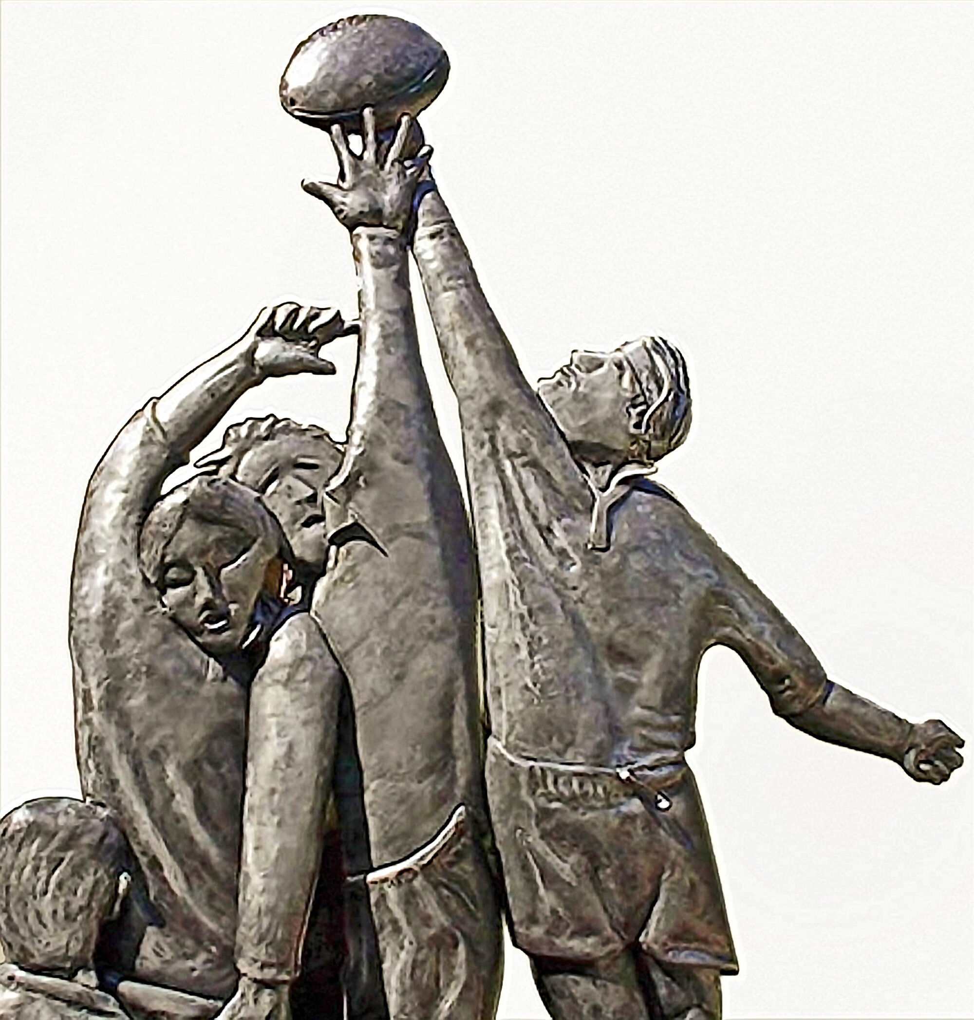 RUGBY LINEOUT RELIEF SCULPTURE.  detail