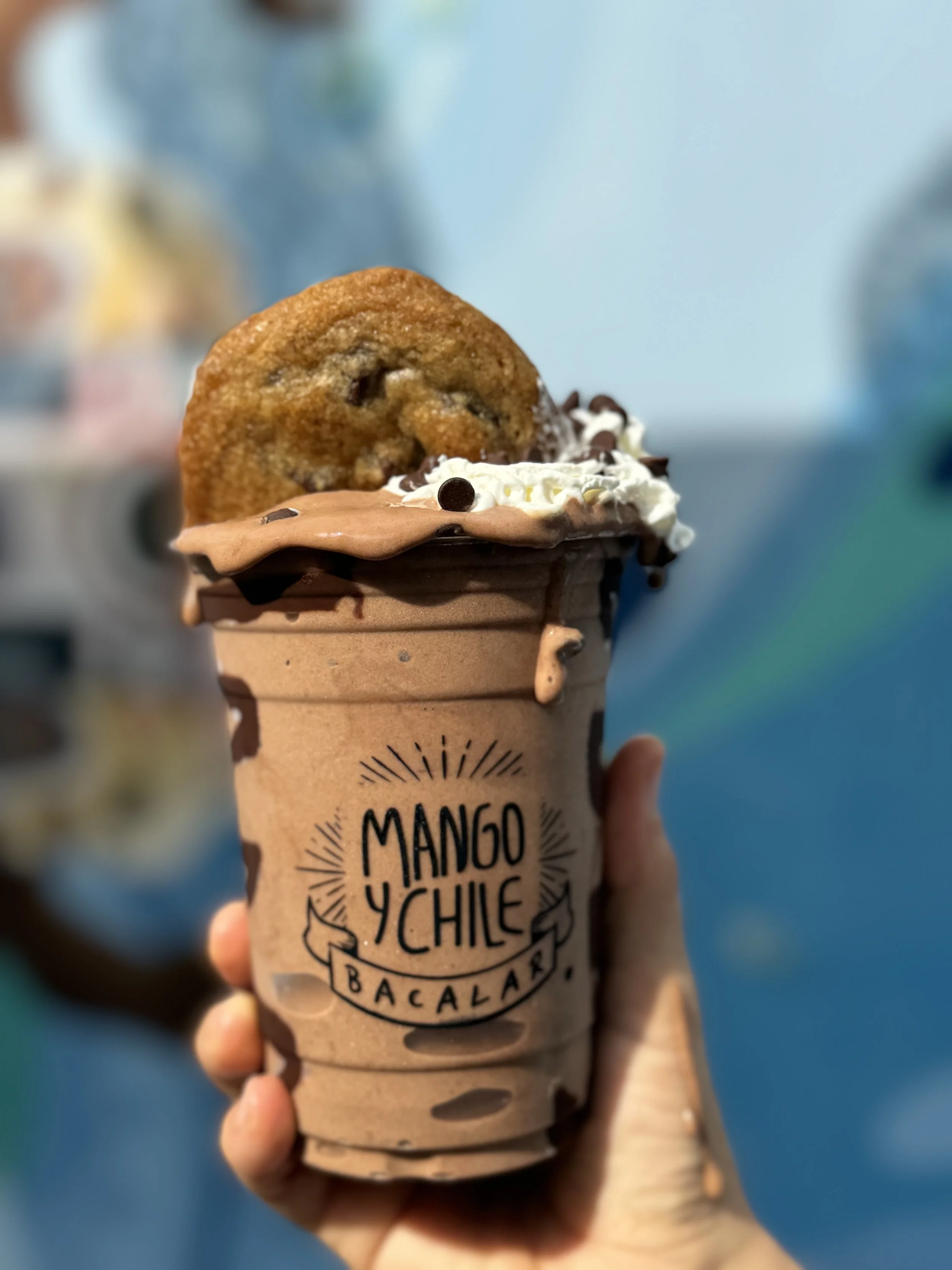 Chocolate protein shake with freshly baked cookie