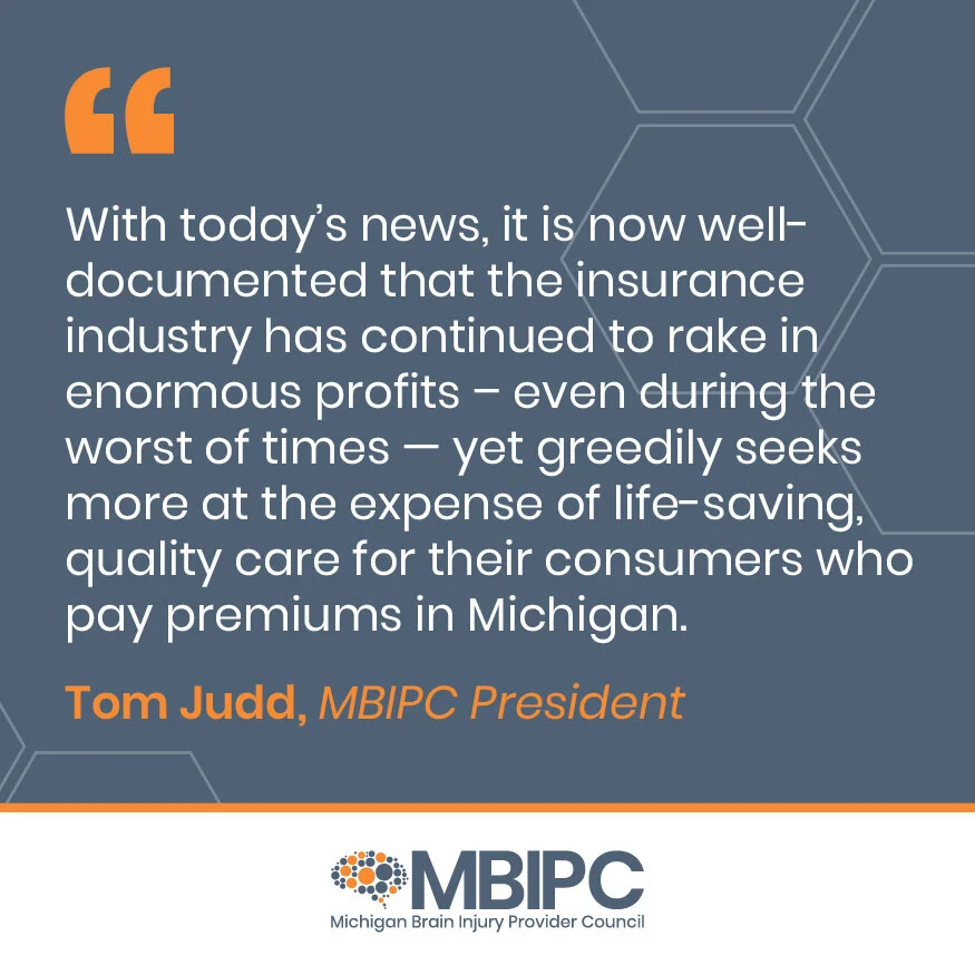Brain injury rehabilitation specialists who provide life-saving care react to news of auto insurers reaping the gains of record-setting profits&nbsp; 