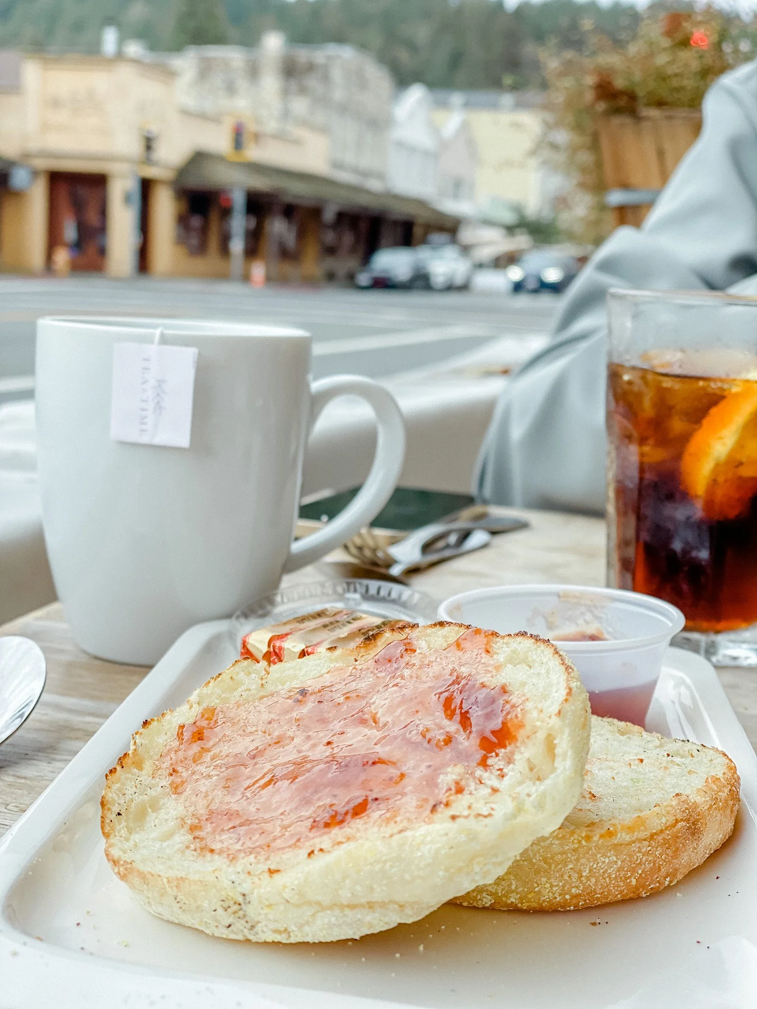 Tea and english muffins.JPG