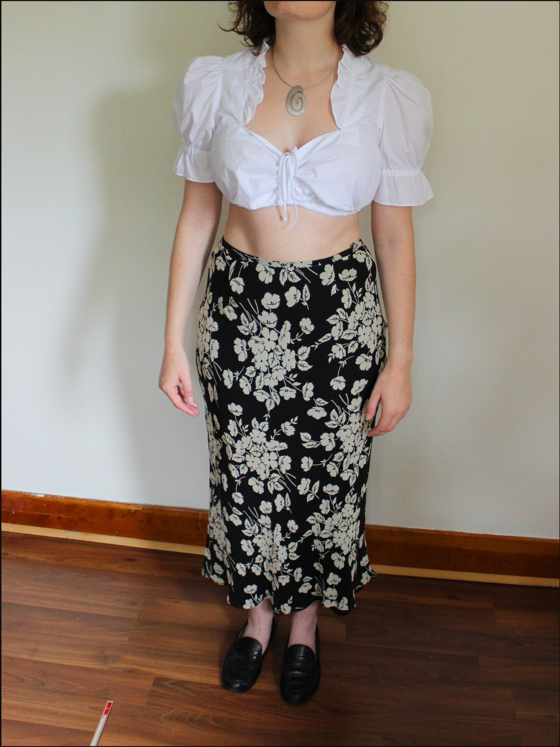 Floral Silk Skirt — 28" Waist