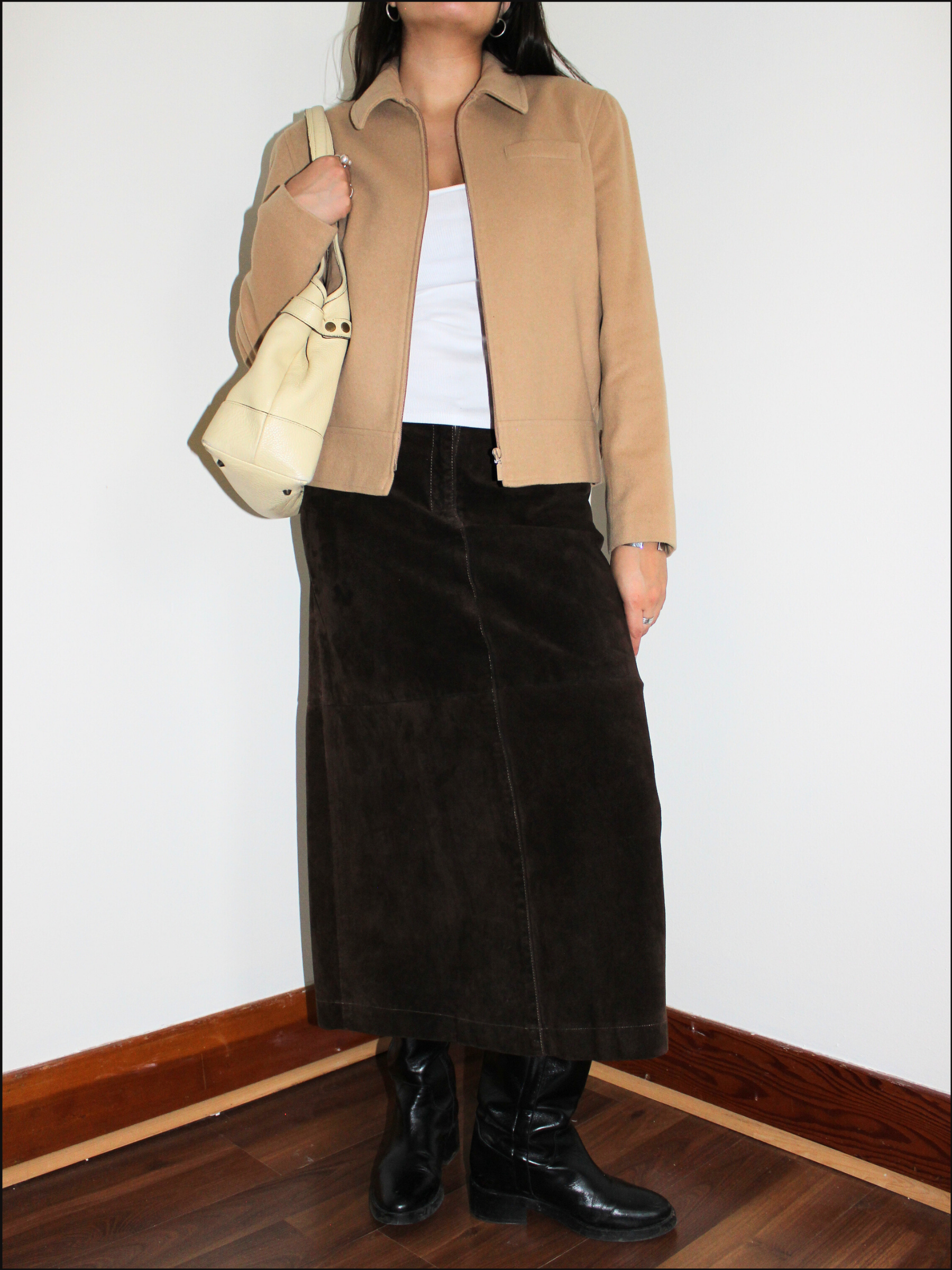 Tan Wool & Cashmere Zip Jacket — M