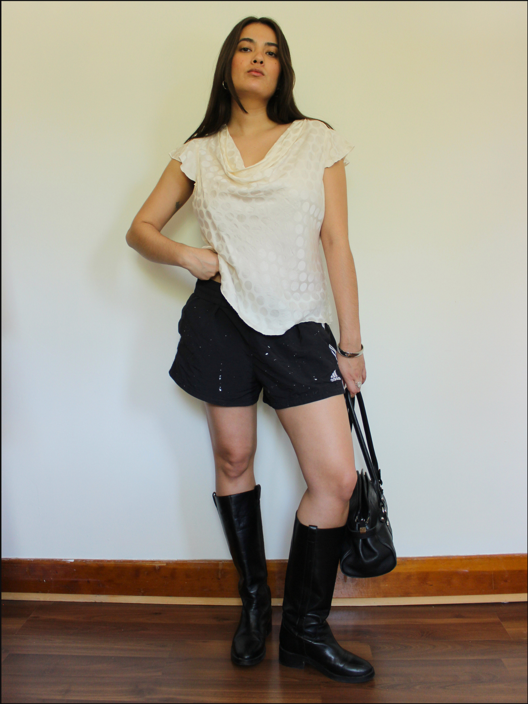 Silk Dot Cowl Top — M/L