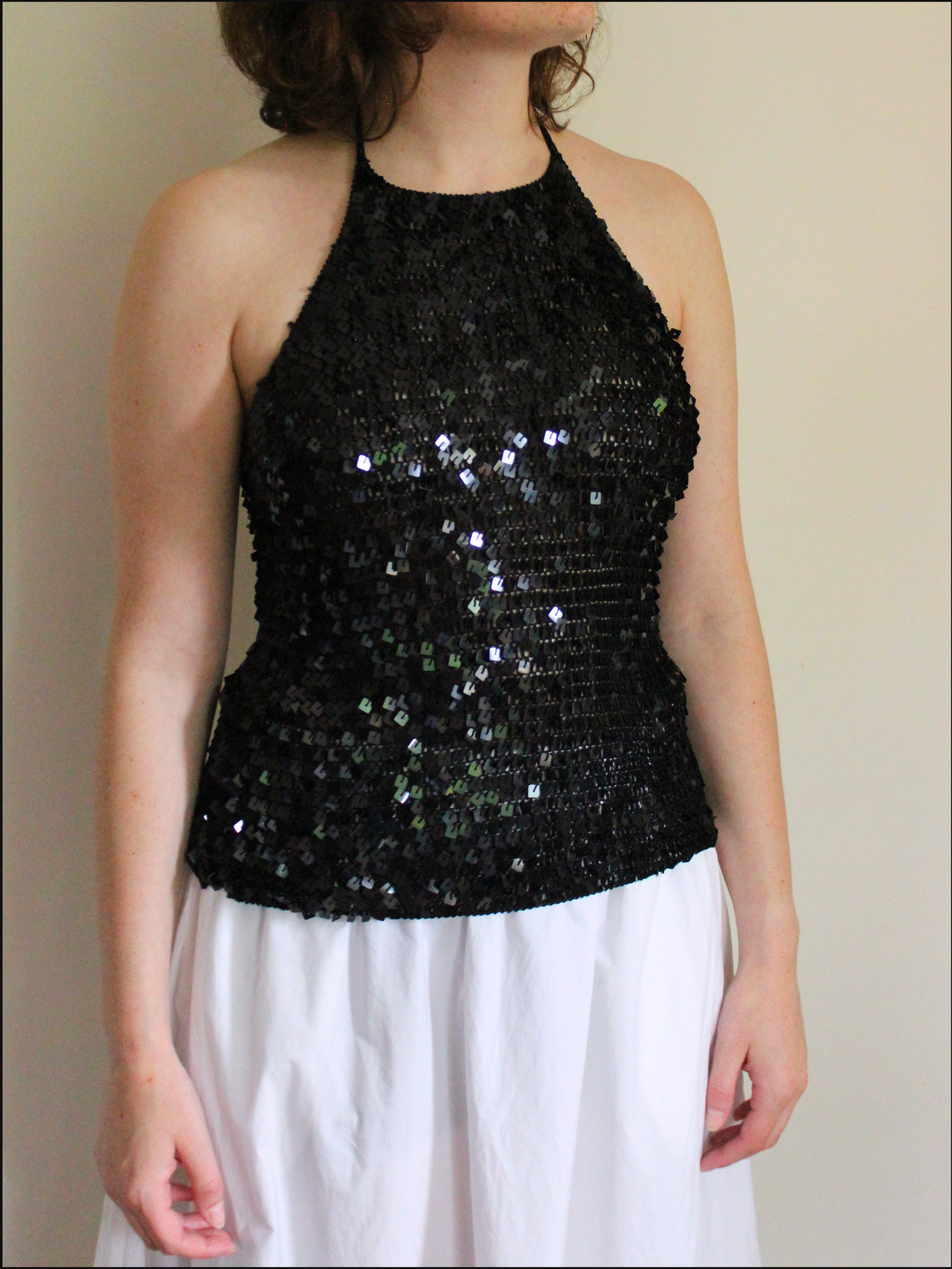 Sequin Knit Halter Top — S/M