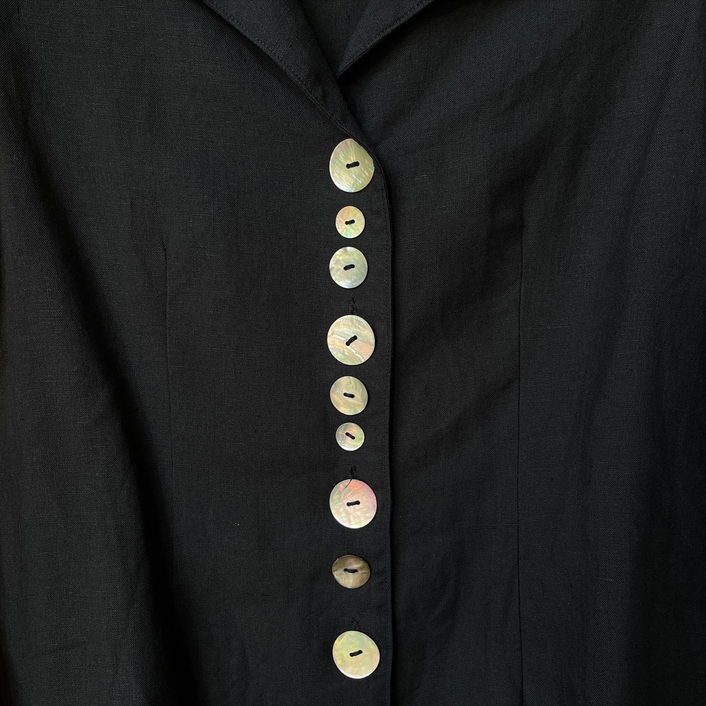 Vintage linen blouse with shell buttons (Sold)