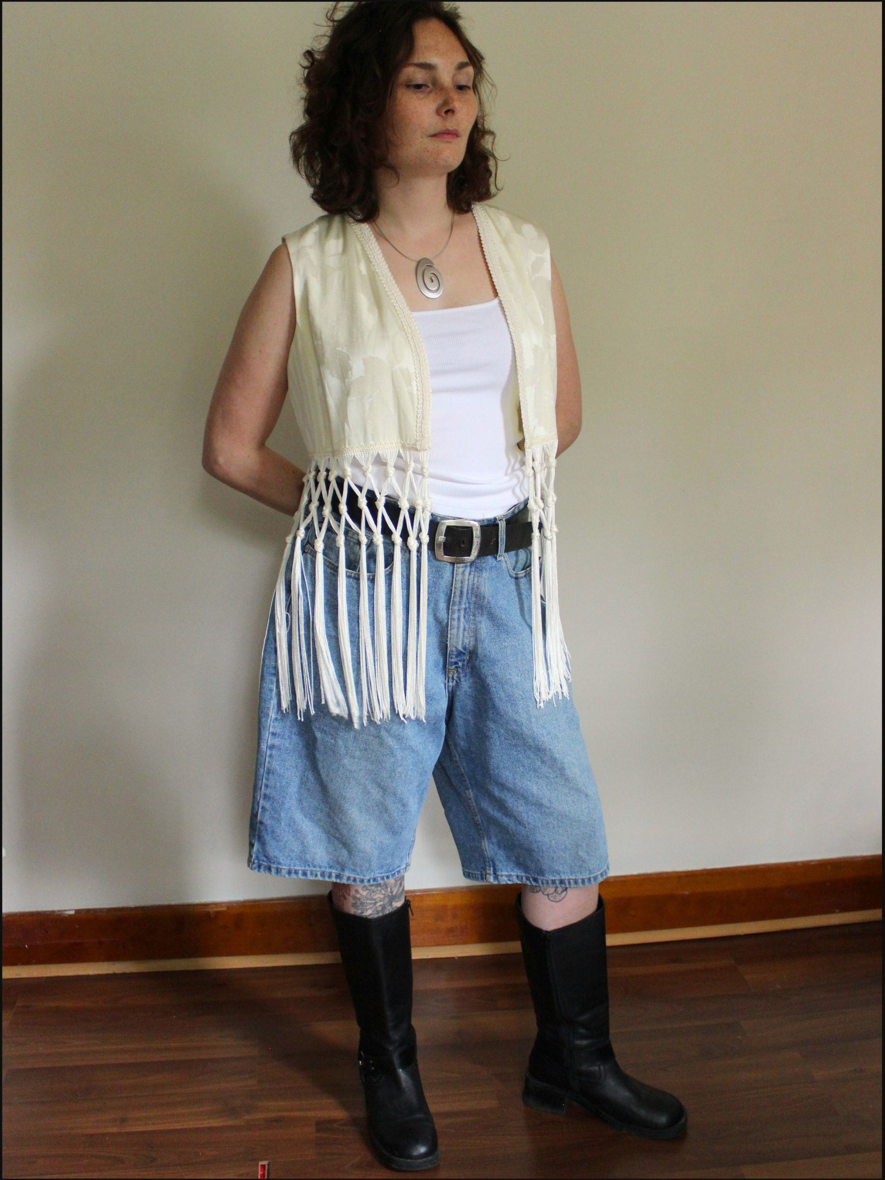 Satin Fringe Vest — L