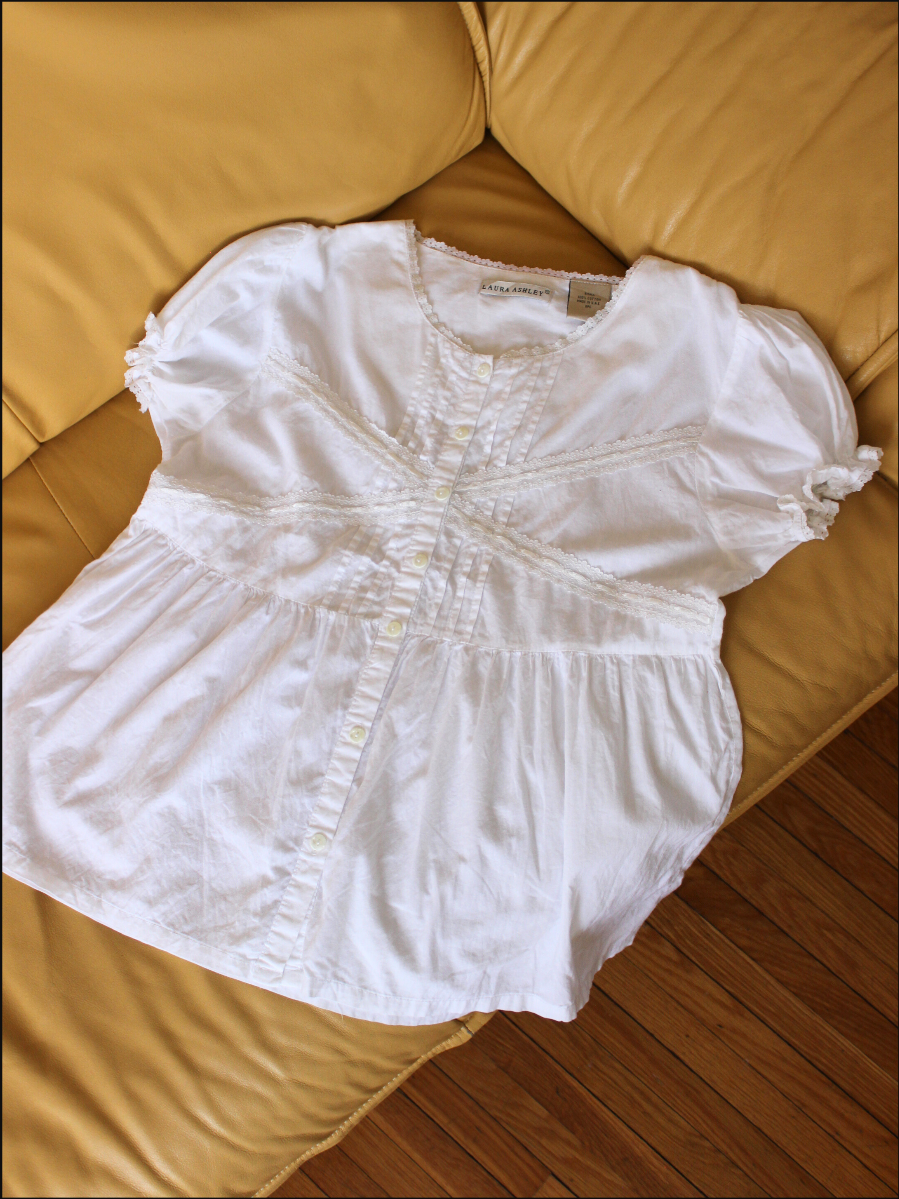 Romantic Cotton Peplum Puff Top — S/M